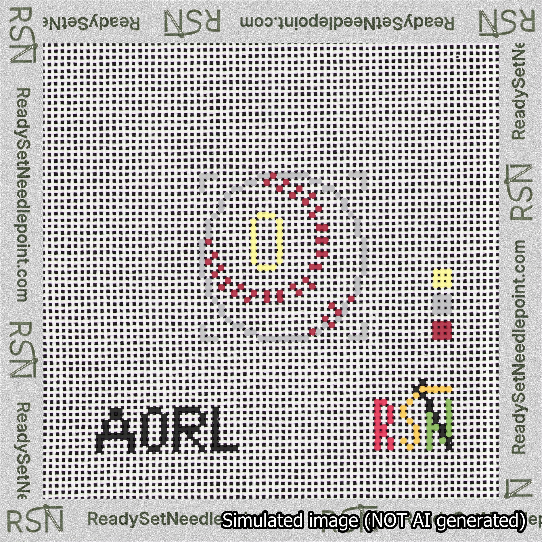 Baseball Bag Charm Yellow 0-49 Needlepoint Canvas Design