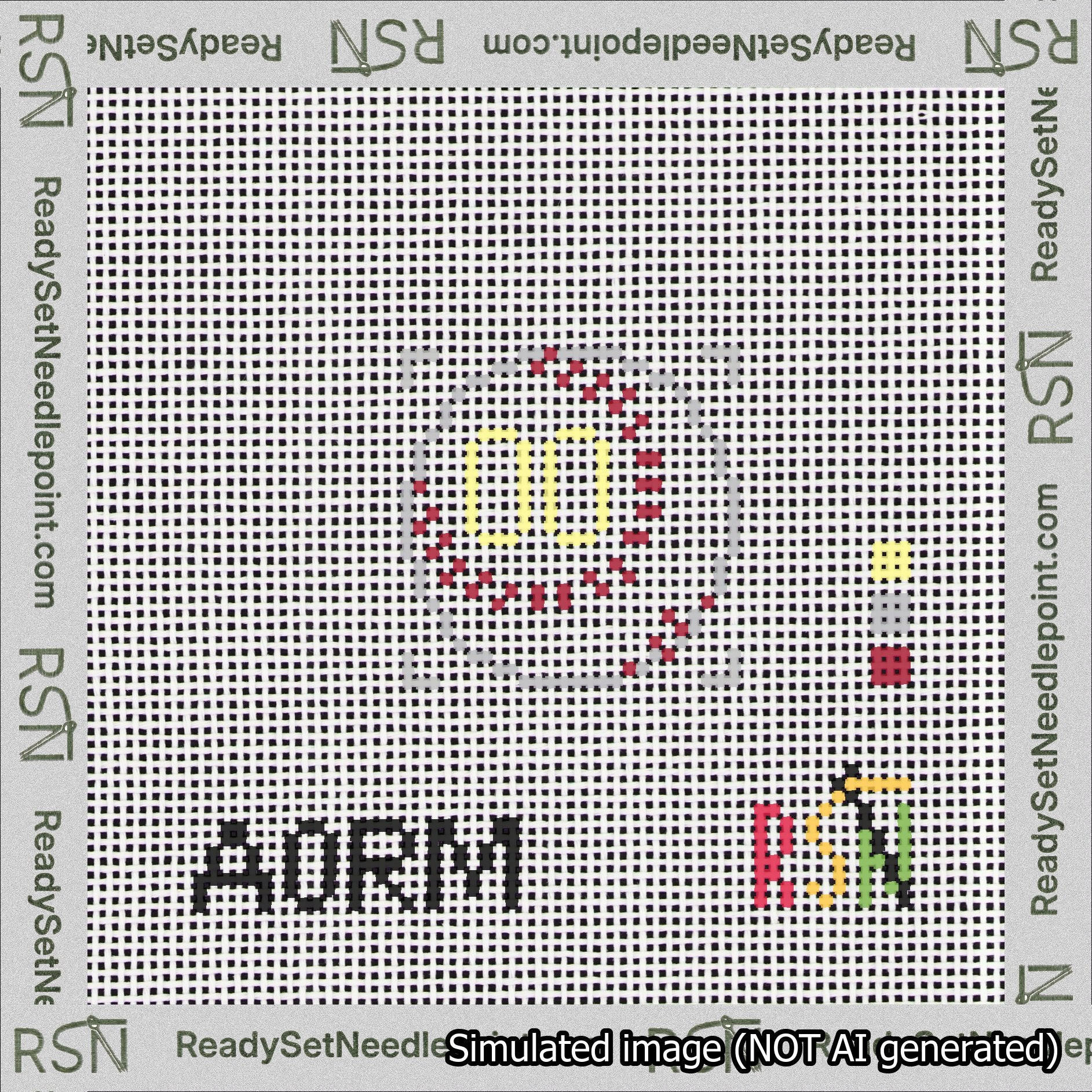 Baseball Bag Charm Yellow 0-49 Needlepoint Canvas Design