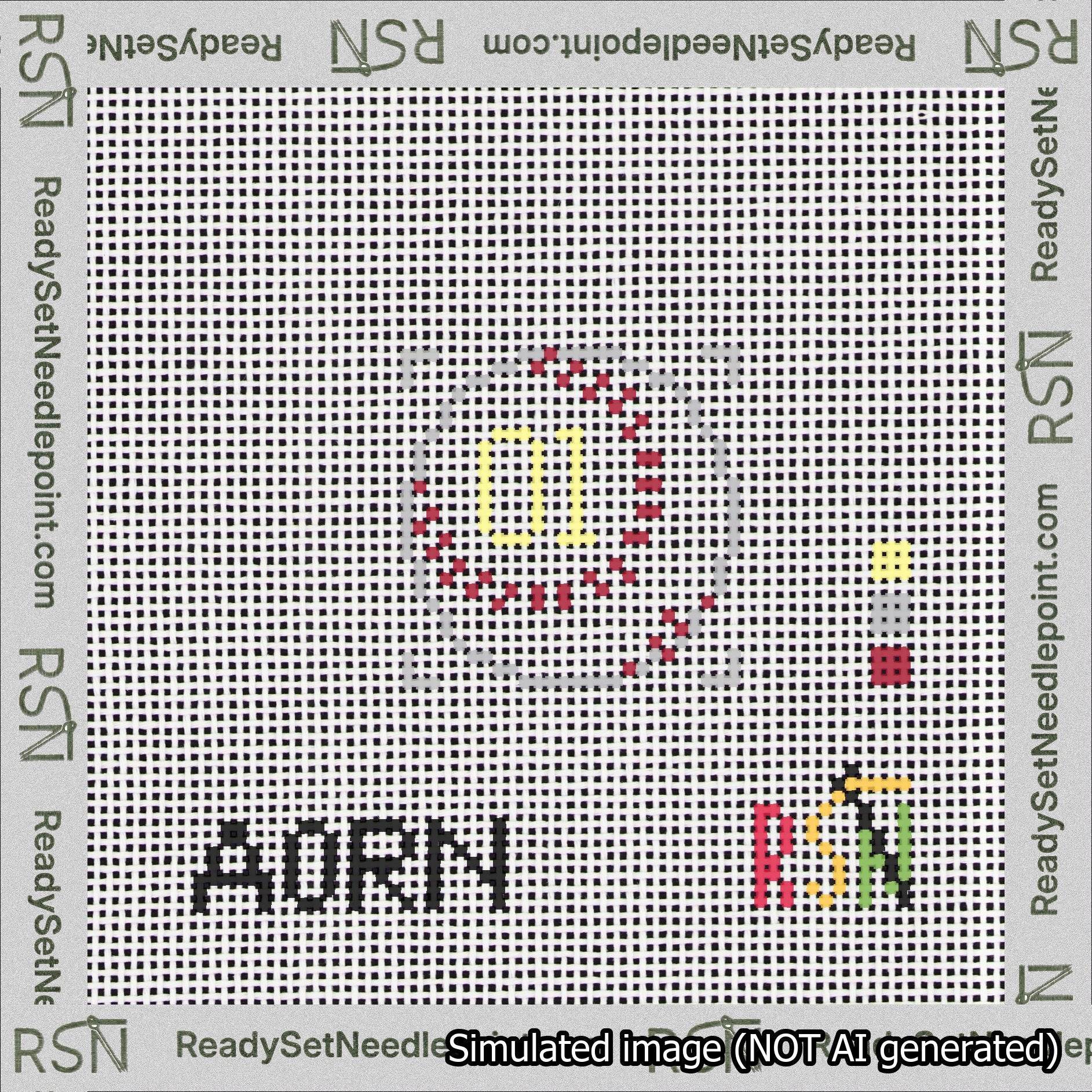 Baseball Bag Charm Yellow 0-49 Needlepoint Canvas Design