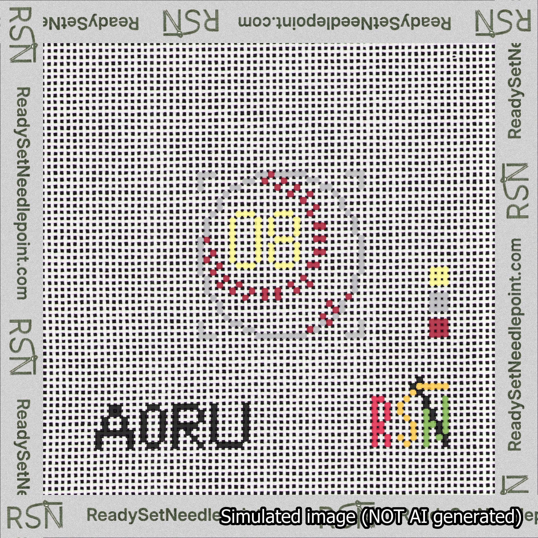 Baseball Bag Charm Yellow 0-49 Needlepoint Canvas Design