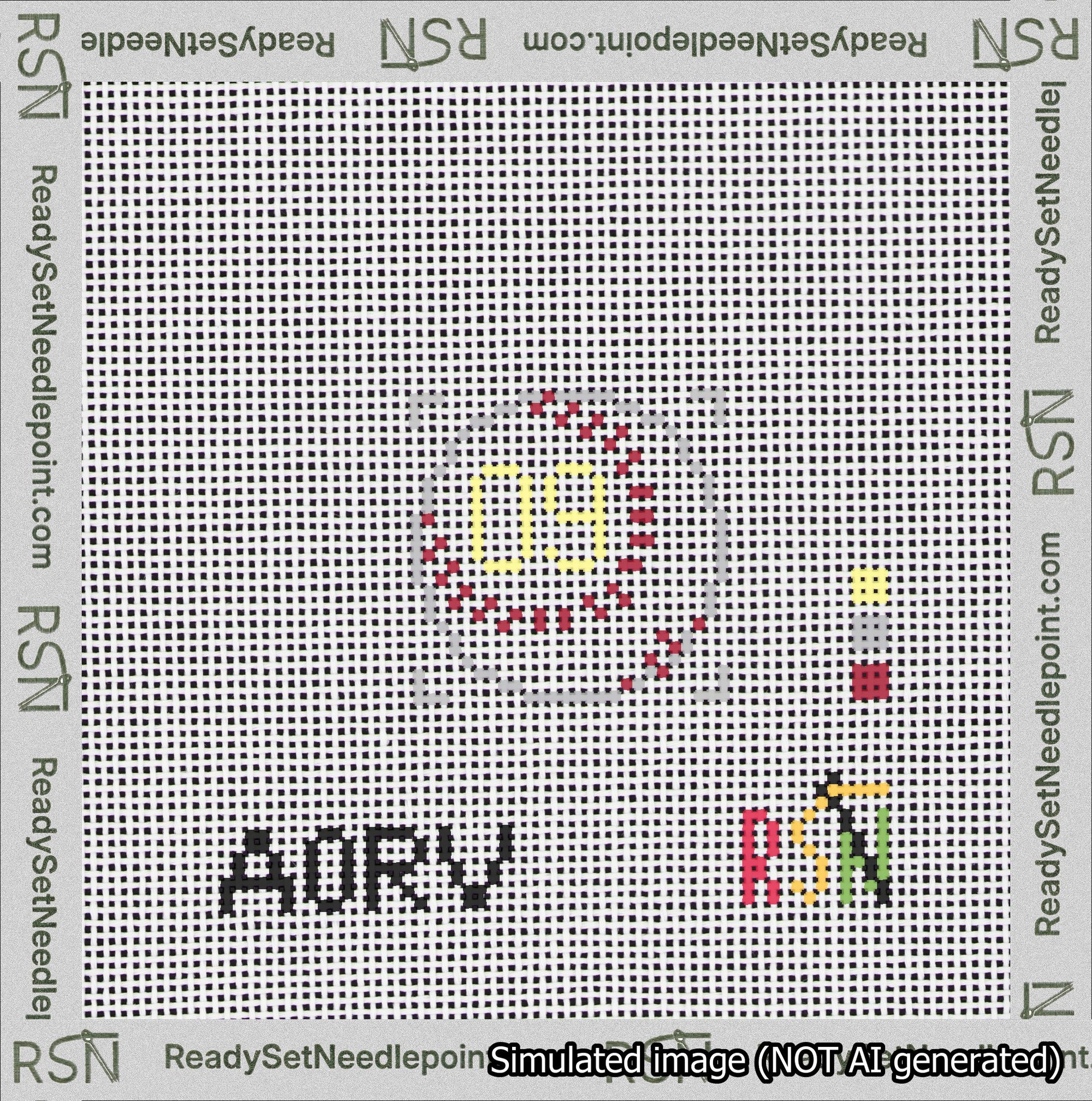 Baseball Bag Charm Yellow 0-49 Needlepoint Canvas Design