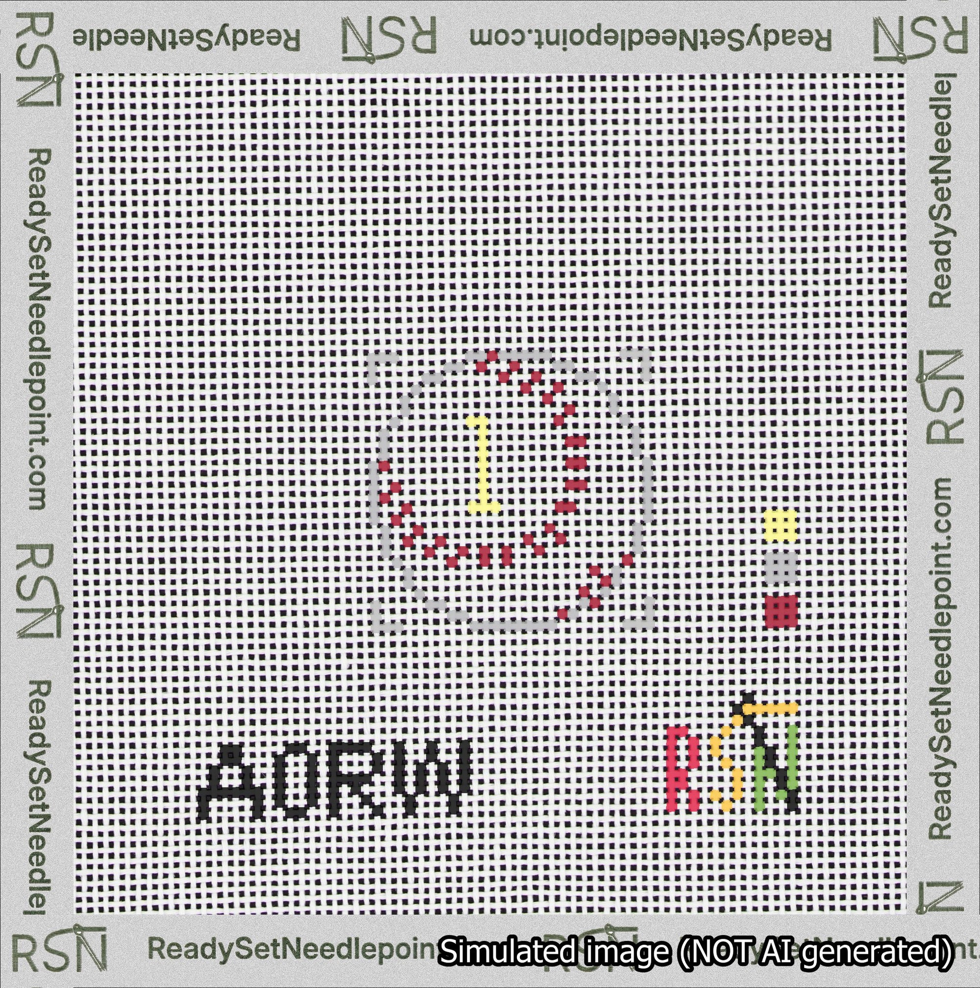 Baseball Bag Charm Yellow 0-49 Needlepoint Canvas Design