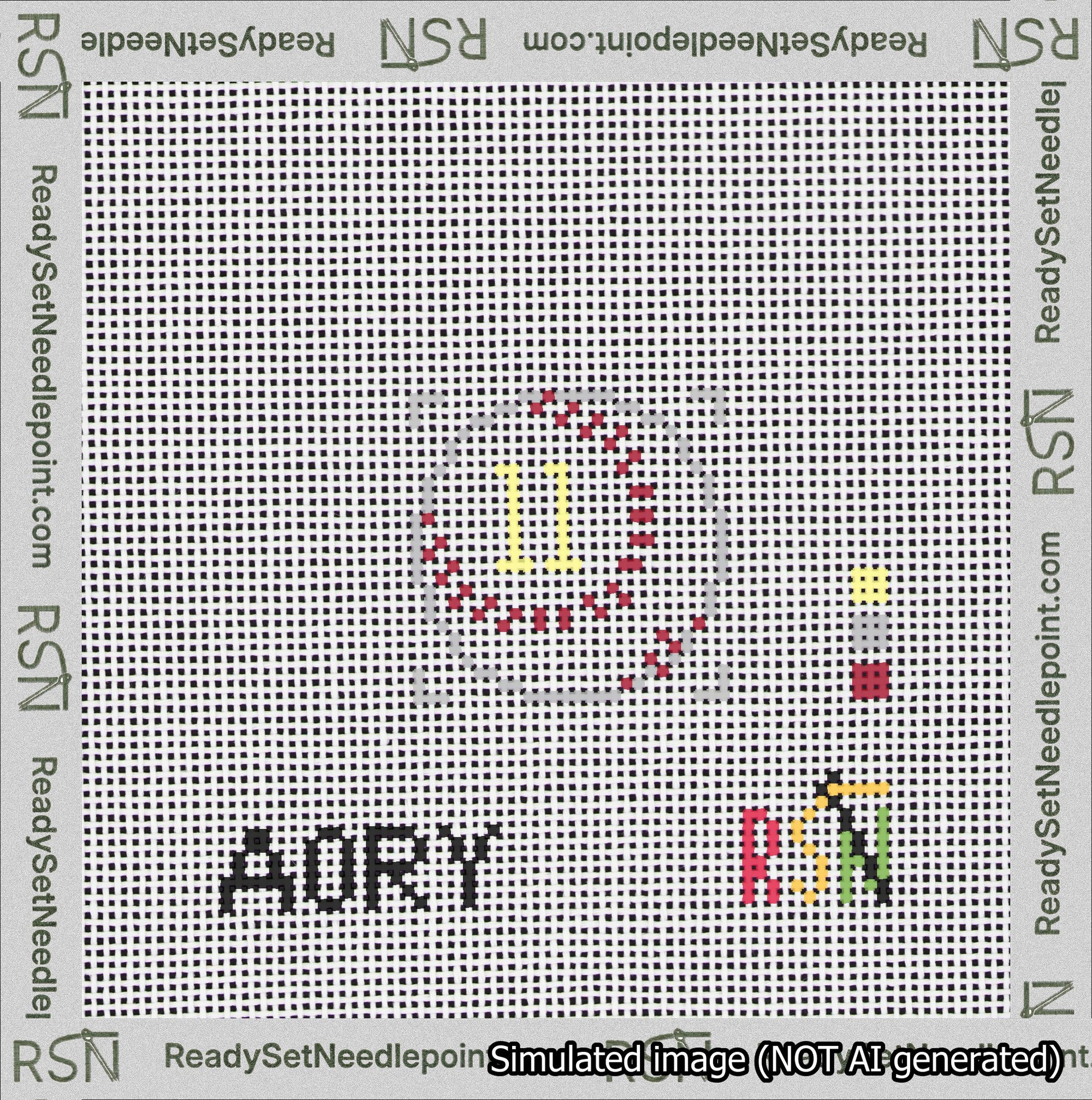 Baseball Bag Charm Yellow 0-49 Needlepoint Canvas Design