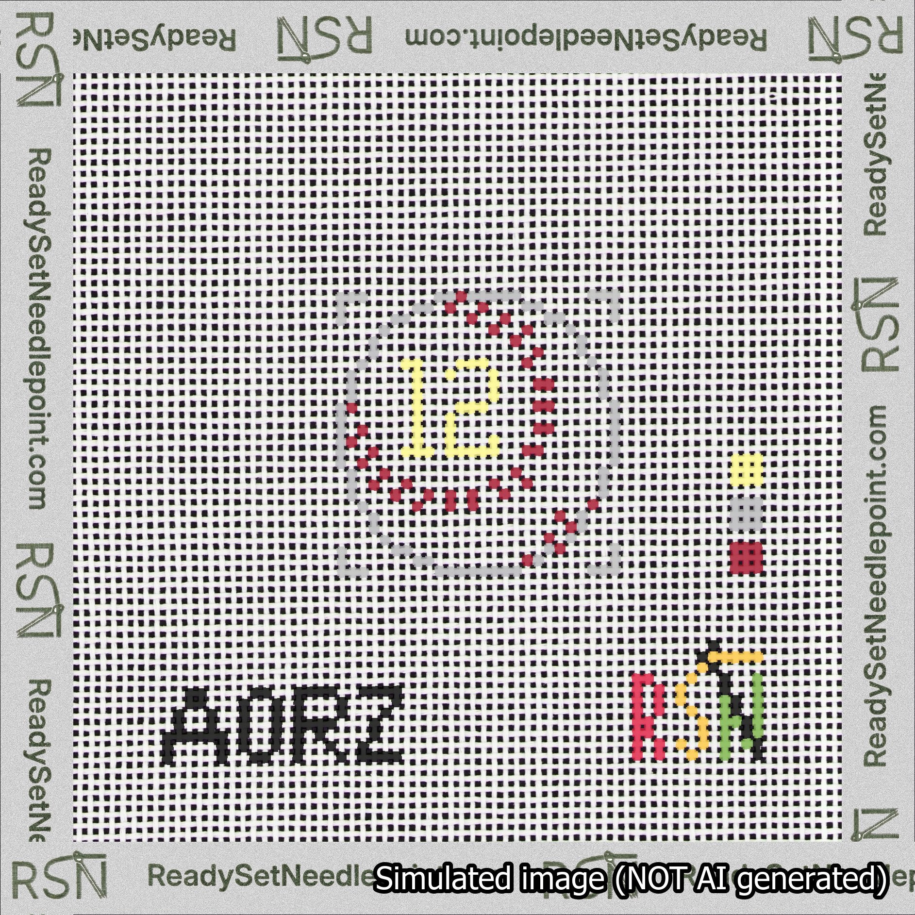 Baseball Bag Charm Yellow 0-49 Needlepoint Canvas Design