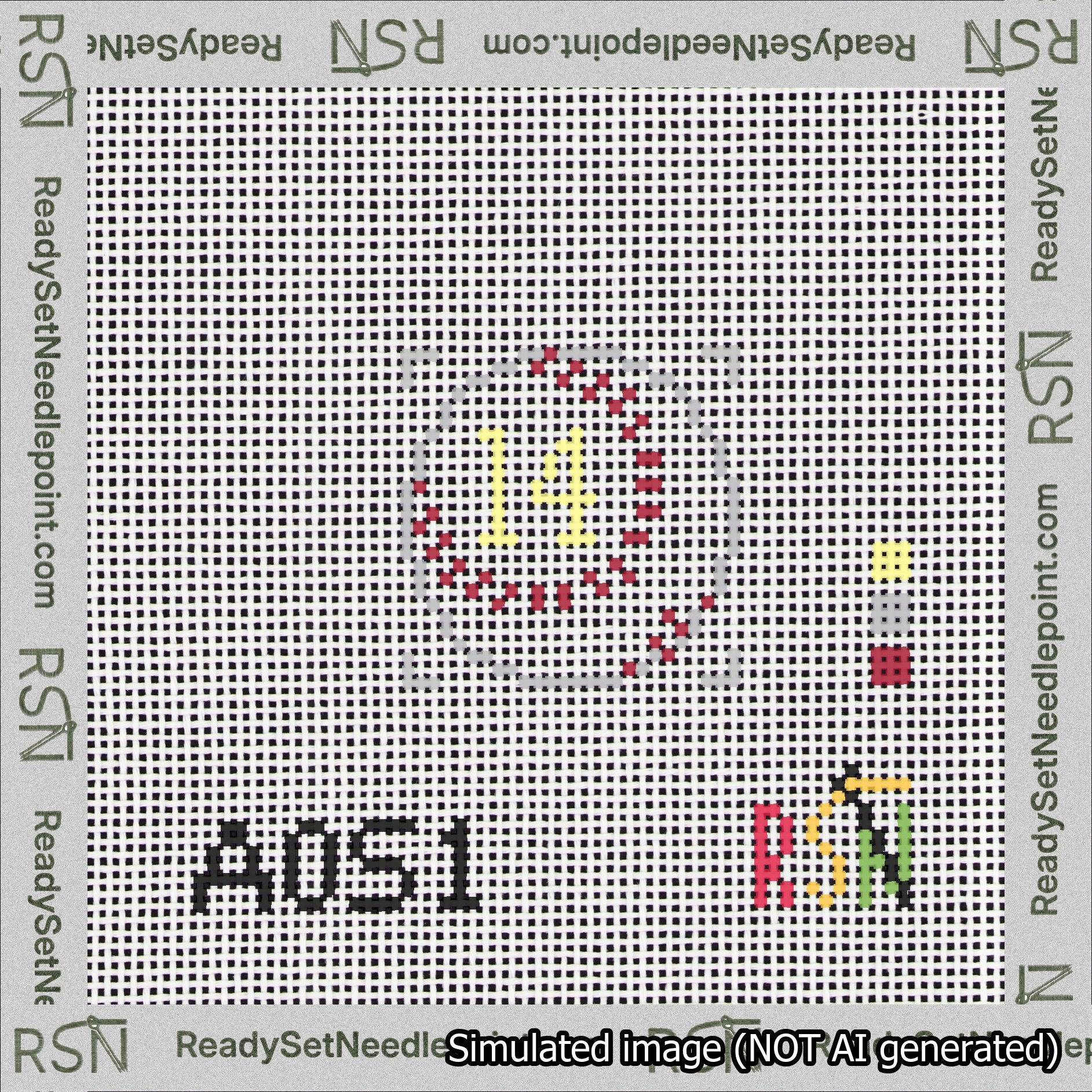 Baseball Bag Charm Yellow 0-49 Needlepoint Canvas Design