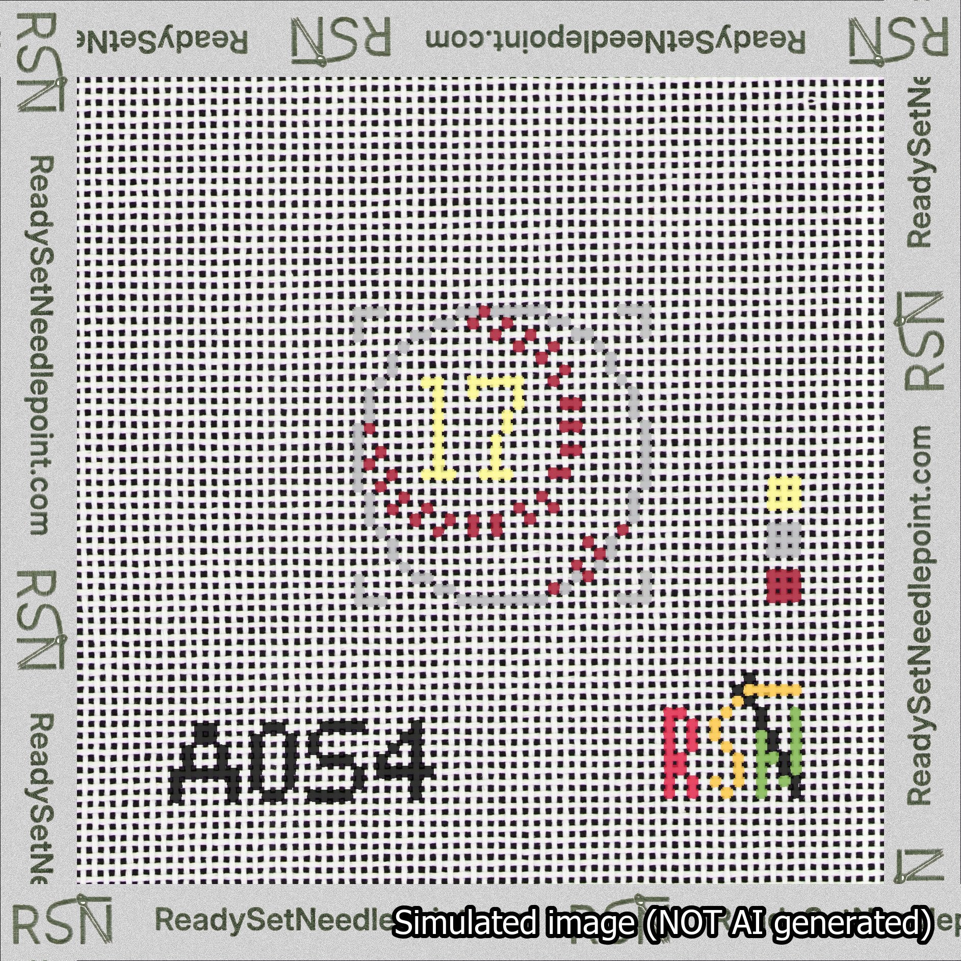 Baseball Bag Charm Yellow 0-49 Needlepoint Canvas Design