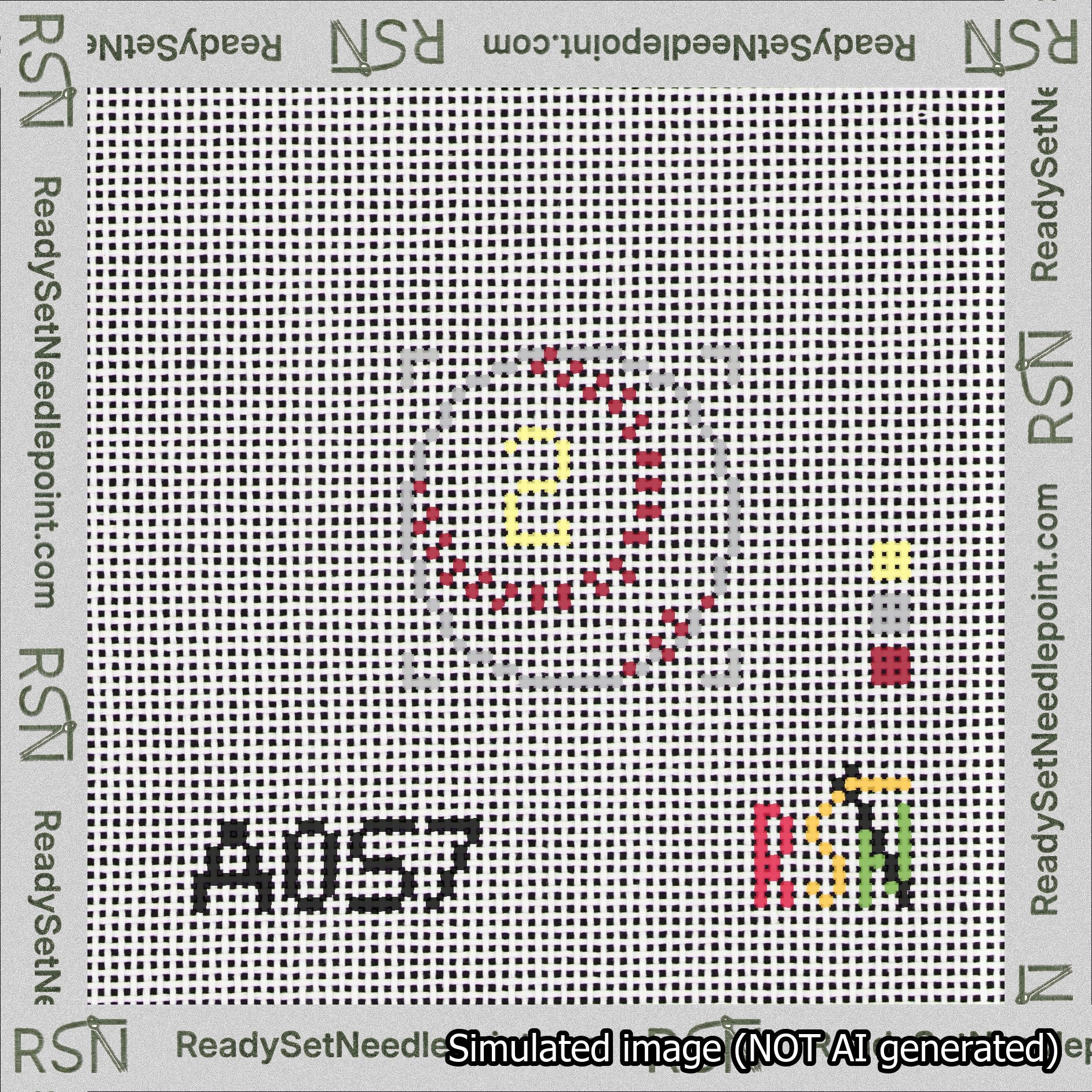 Baseball Bag Charm Yellow 0-49 Needlepoint Canvas Design