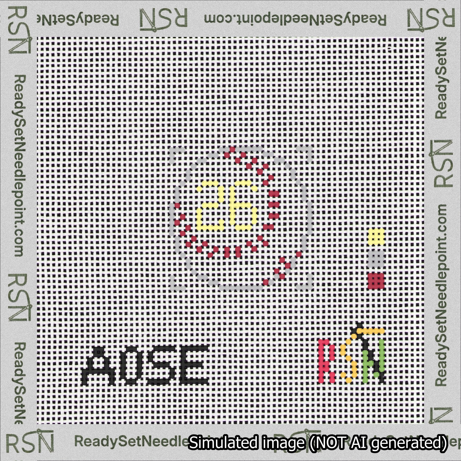 Baseball Bag Charm Yellow 0-49 Needlepoint Canvas Design