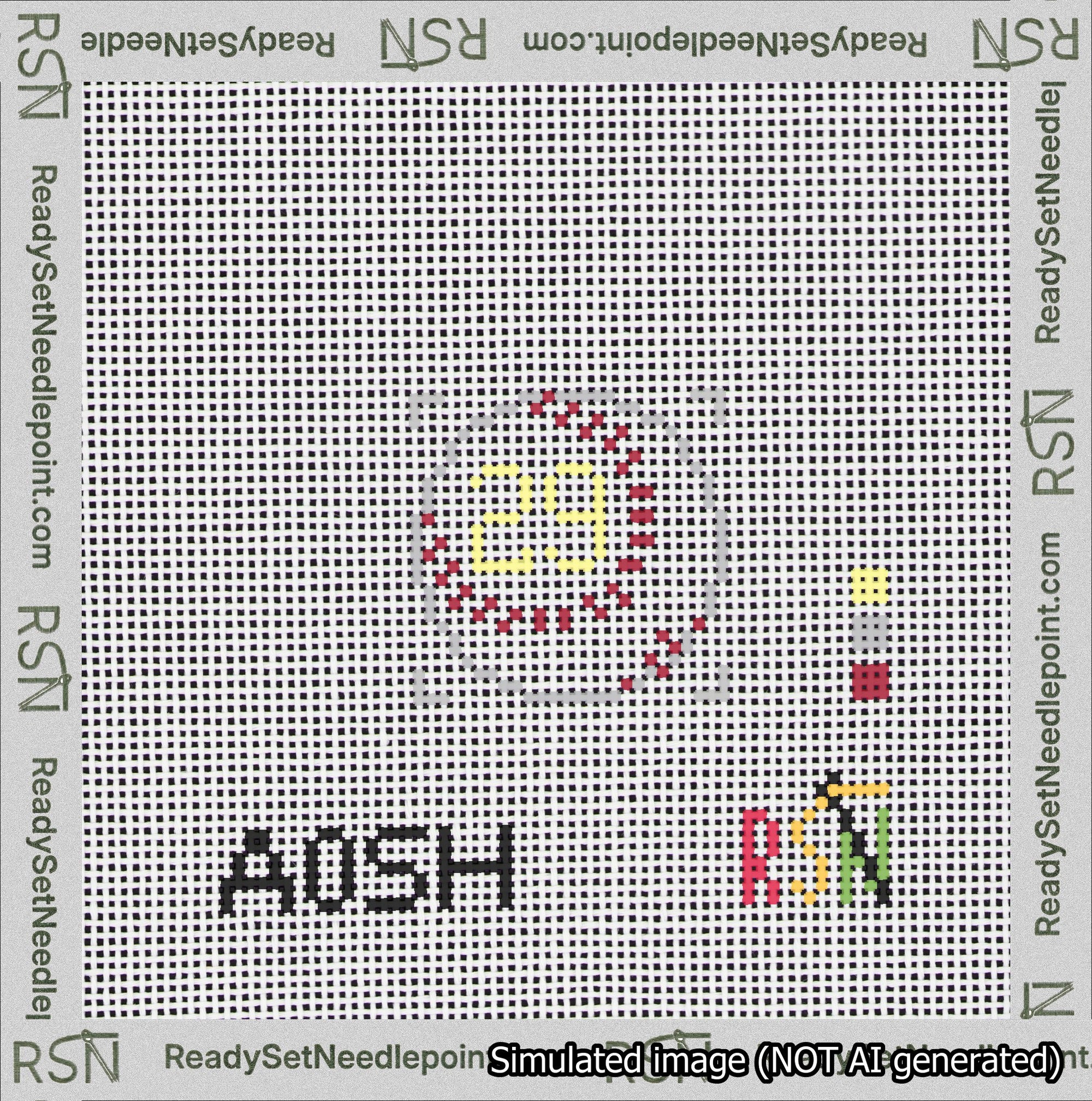 Baseball Bag Charm Yellow 0-49 Needlepoint Canvas Design