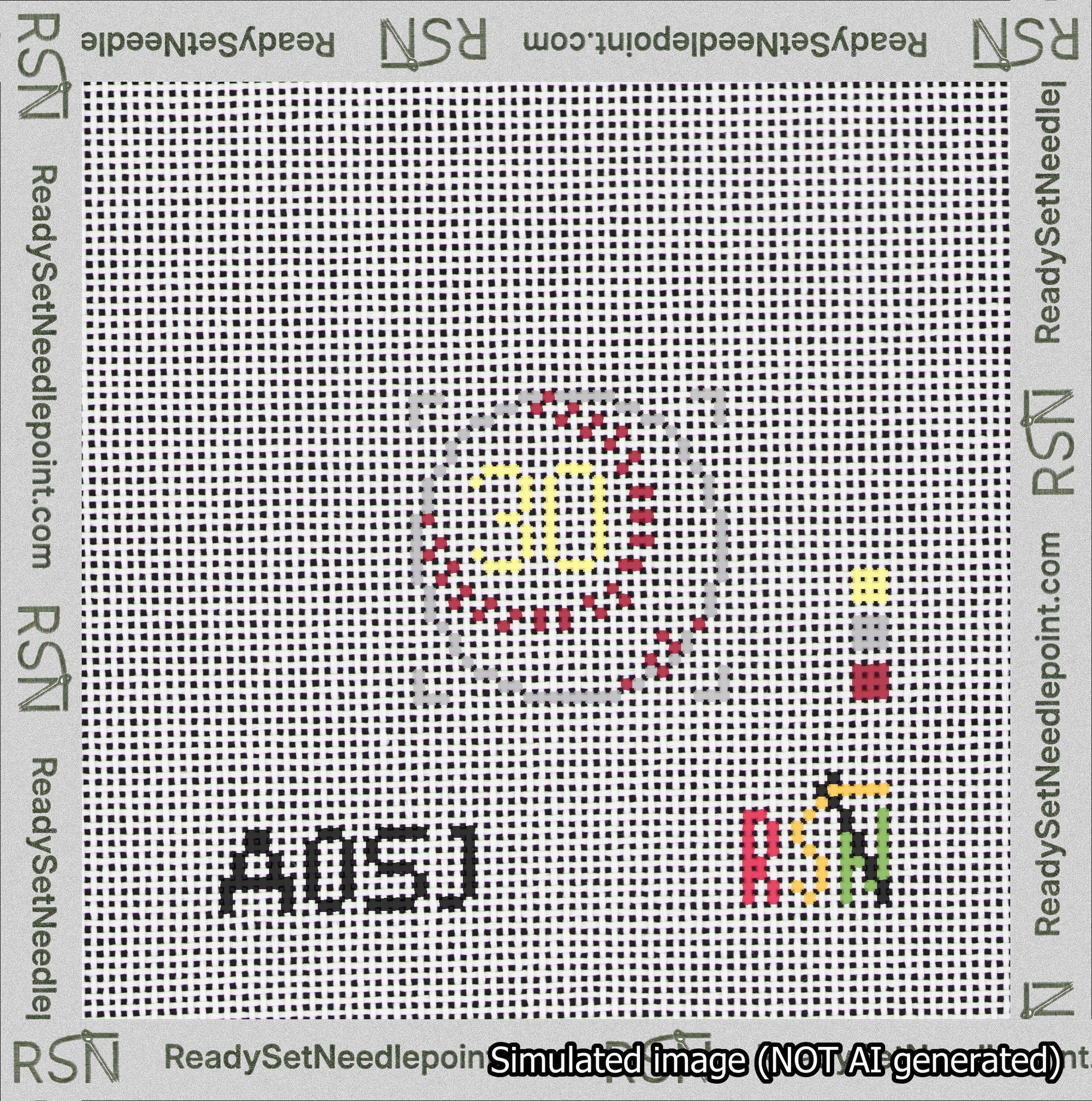 Baseball Bag Charm Yellow 0-49 Needlepoint Canvas Design