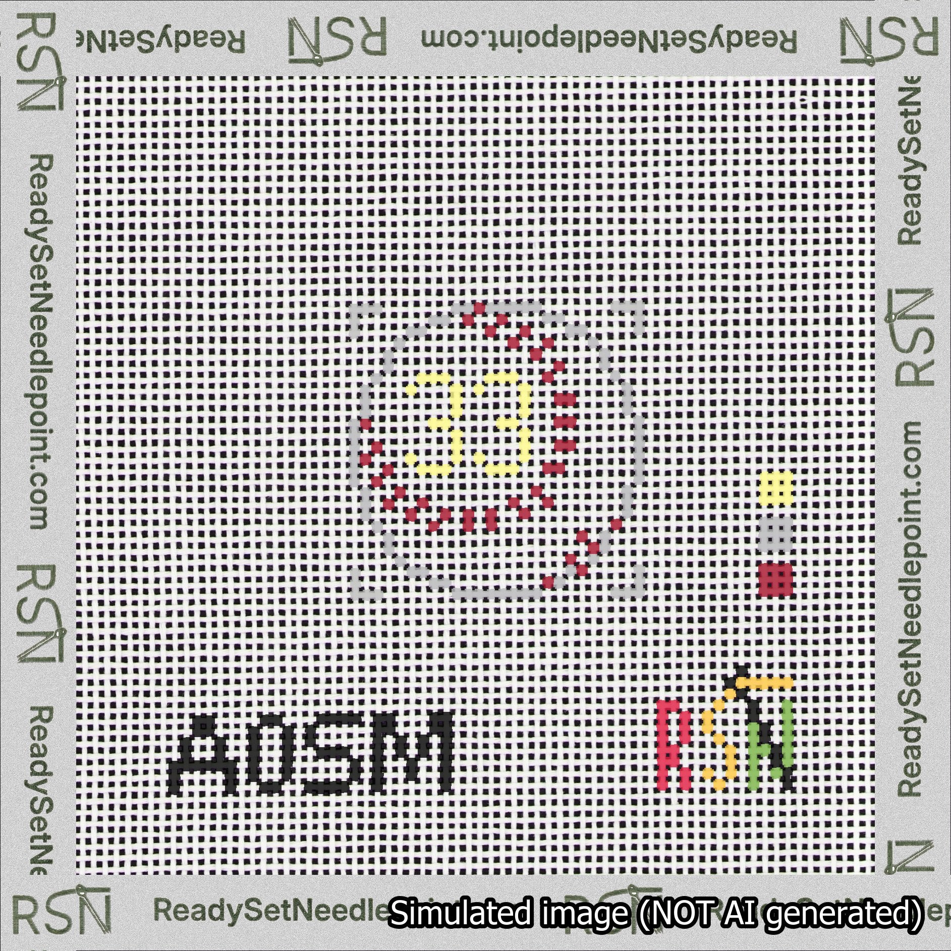 Baseball Bag Charm Yellow 0-49 Needlepoint Canvas Design