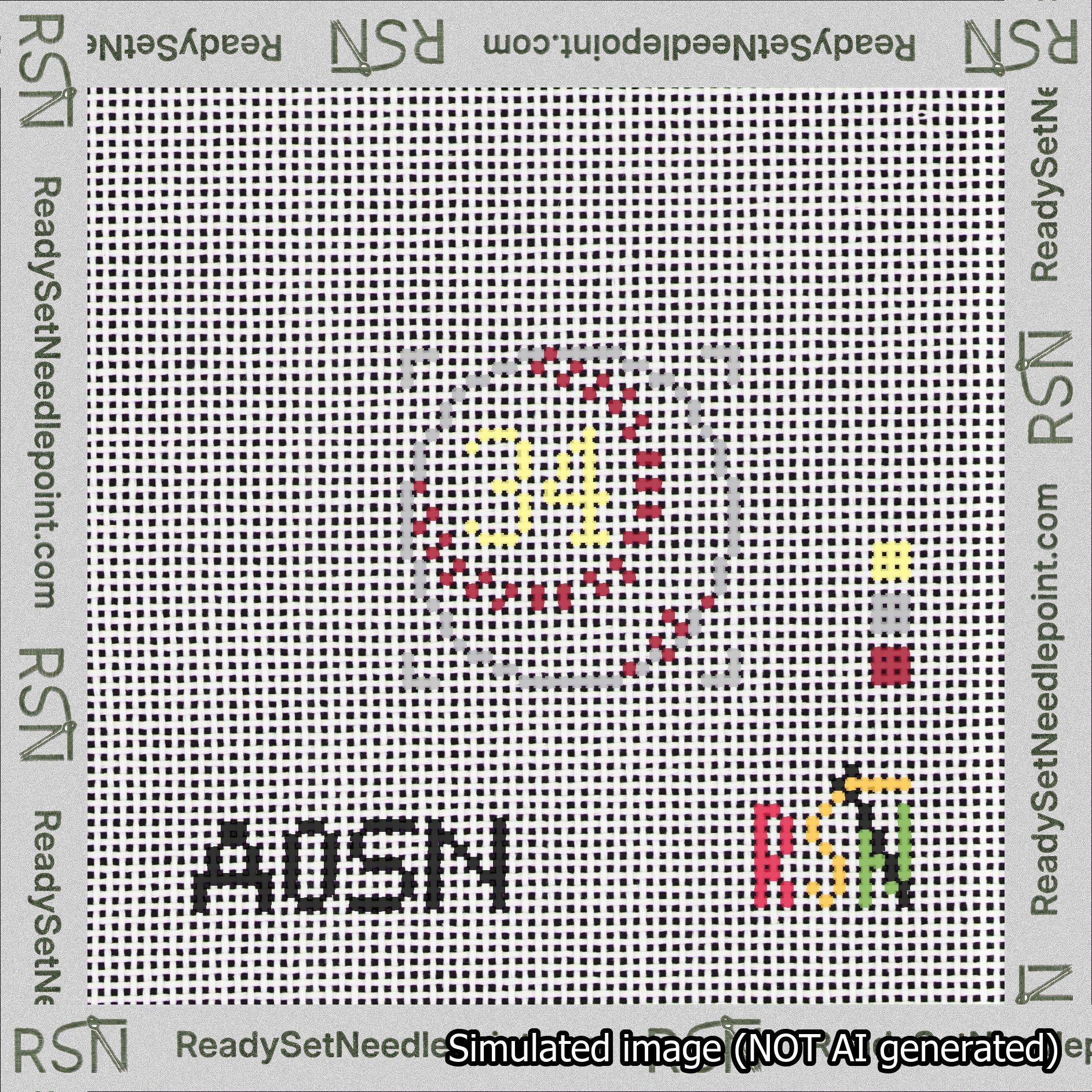 Baseball Bag Charm Yellow 0-49 Needlepoint Canvas Design