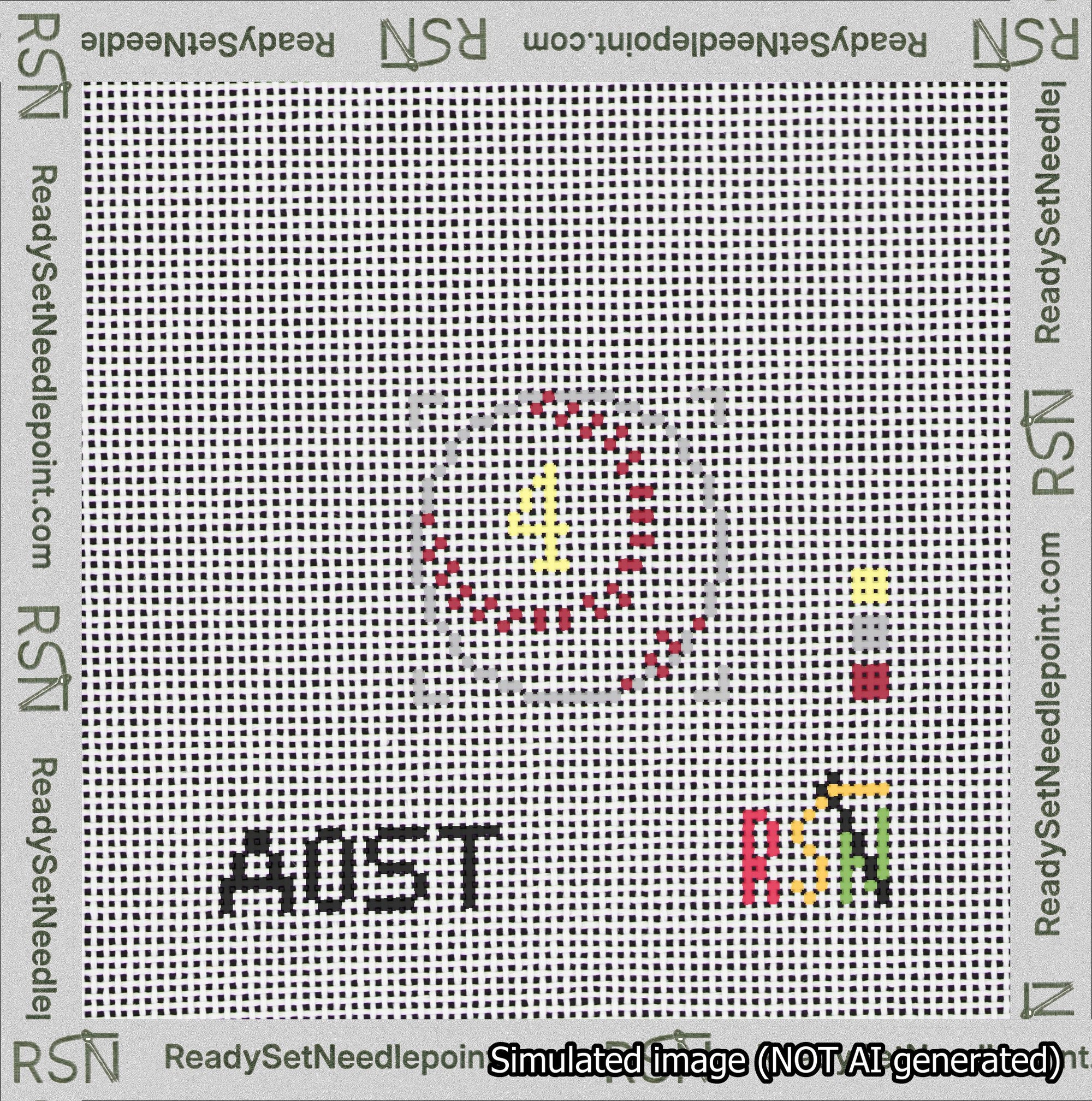 Baseball Bag Charm Yellow 0-49 Needlepoint Canvas Design