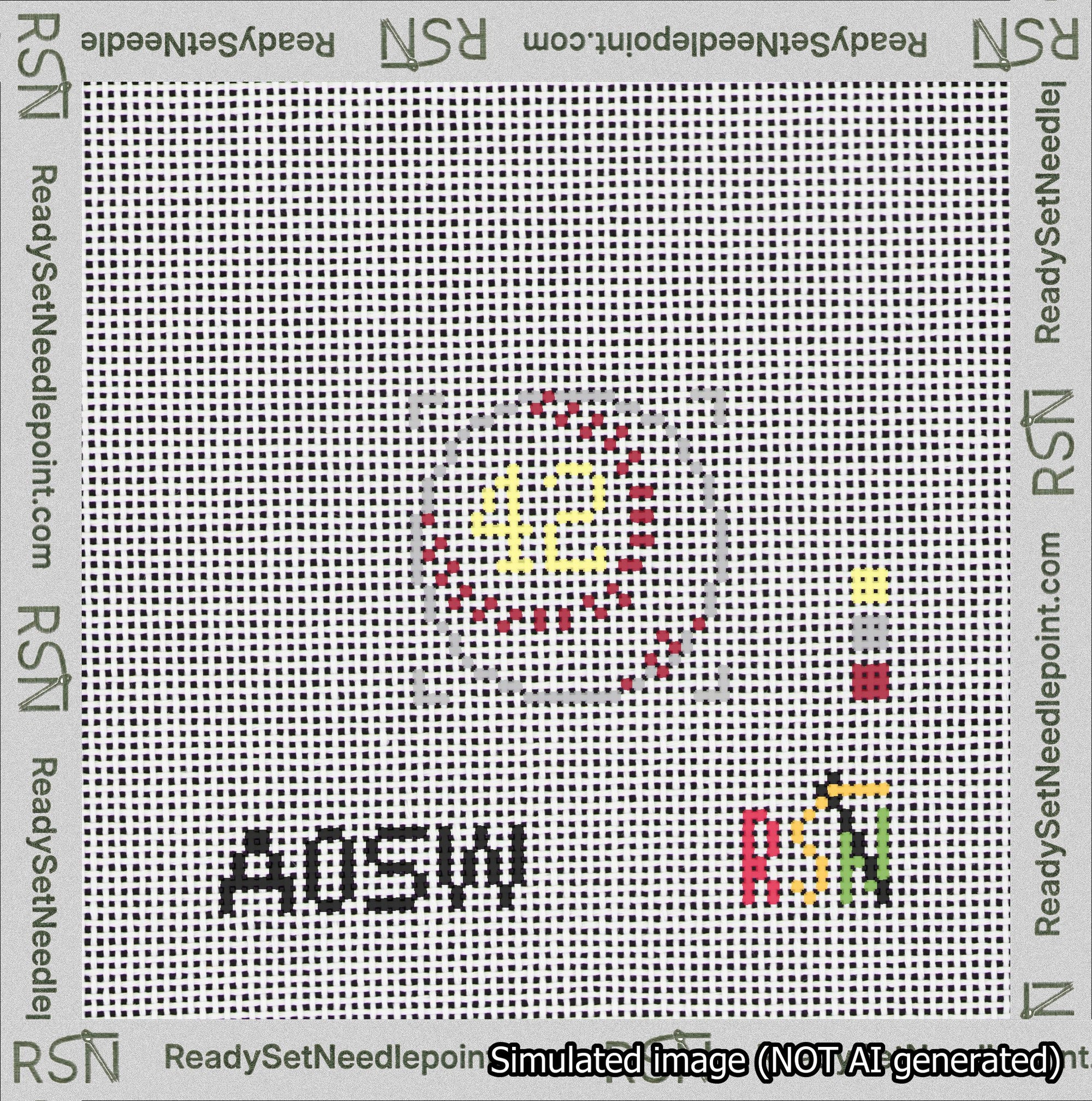 Baseball Bag Charm Yellow 0-49 Needlepoint Canvas Design