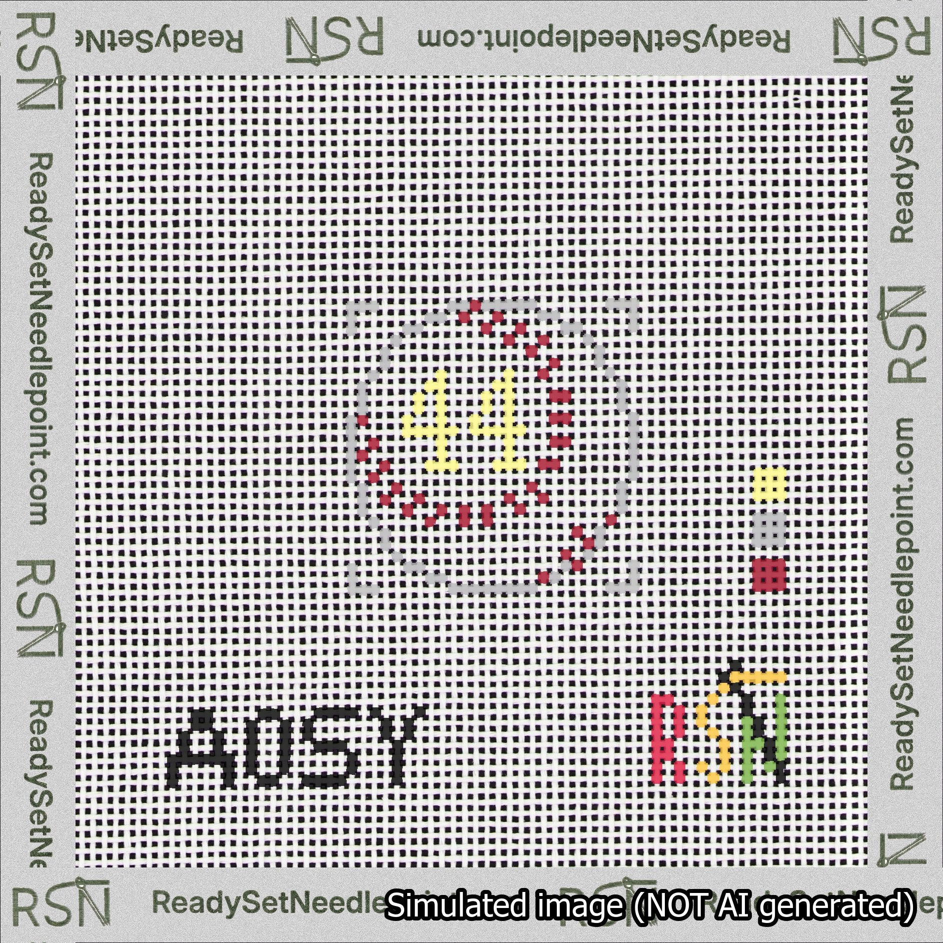 Baseball Bag Charm Yellow 0-49 Needlepoint Canvas Design