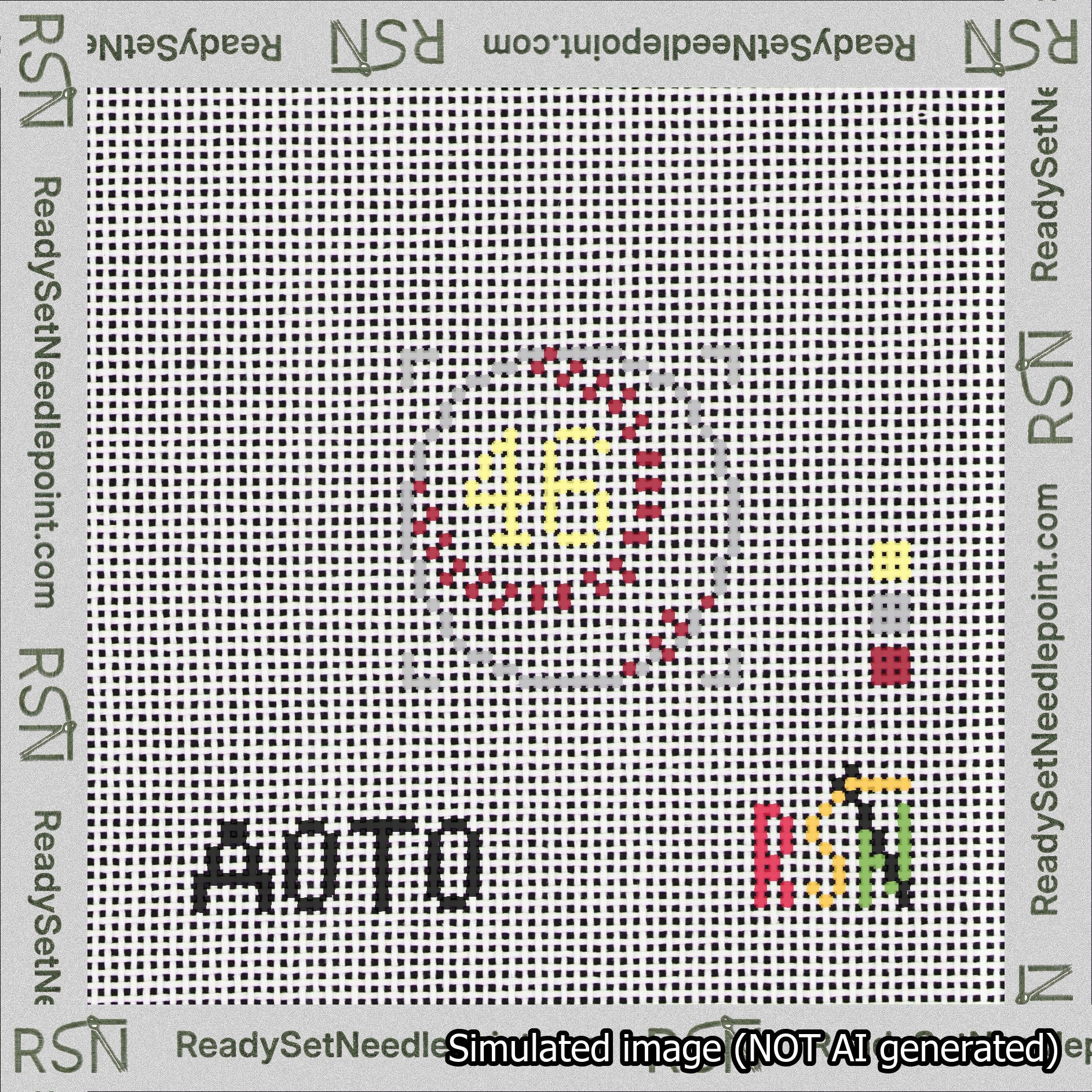 Baseball Bag Charm Yellow 0-49 Needlepoint Canvas Design