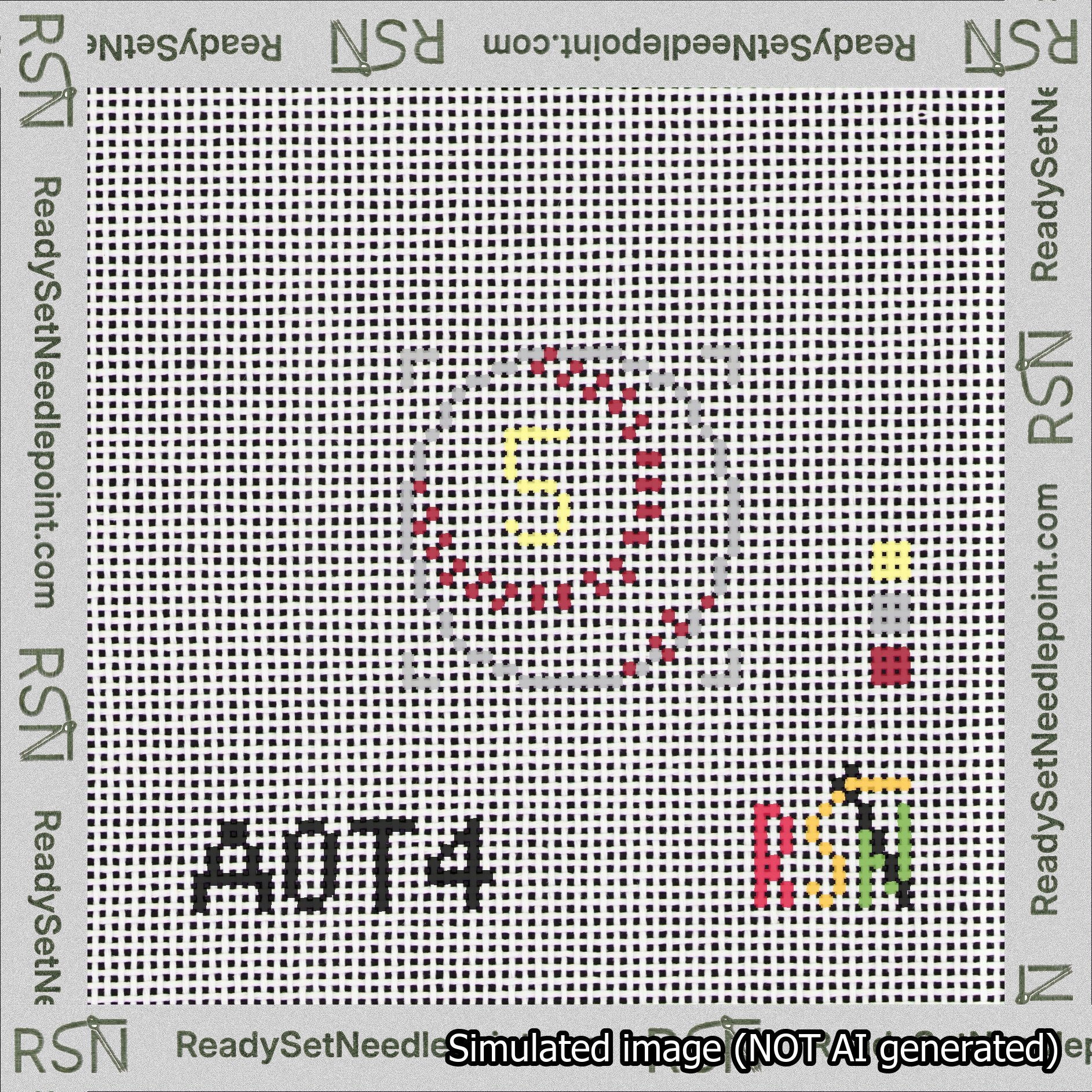 Baseball Bag Charm Yellow 0-49 Needlepoint Canvas Design