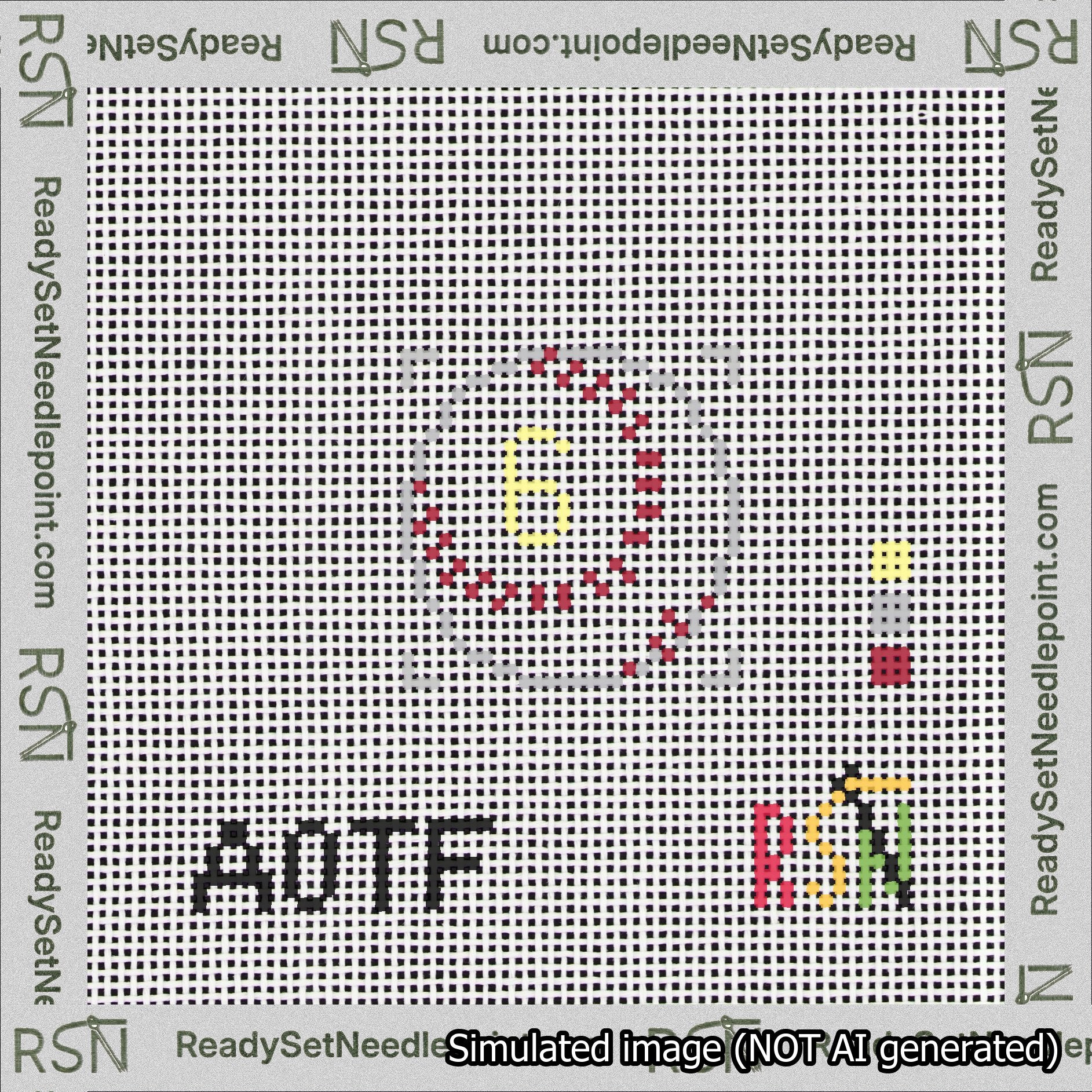 Baseball Bag Charm Yellow 0-49 Needlepoint Canvas Design