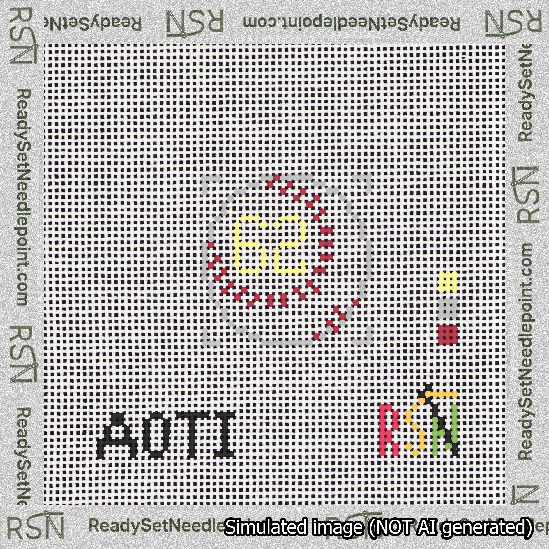 Baseball Bag Charm Yellow 50-99 Needlepoint Canvas Design