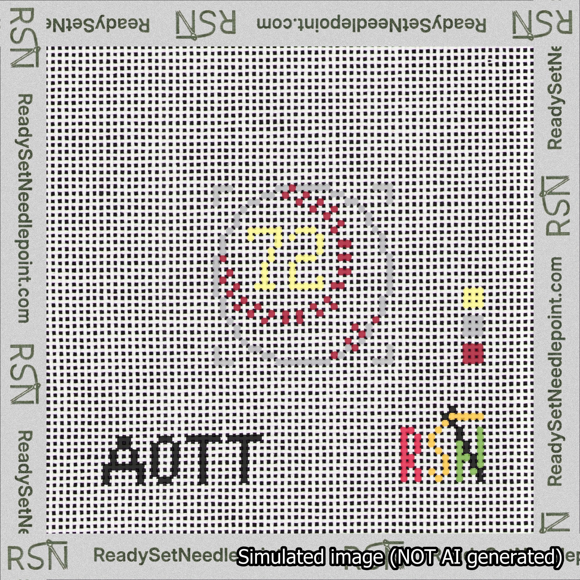 Baseball Bag Charm Yellow 50-99 Needlepoint Canvas Design