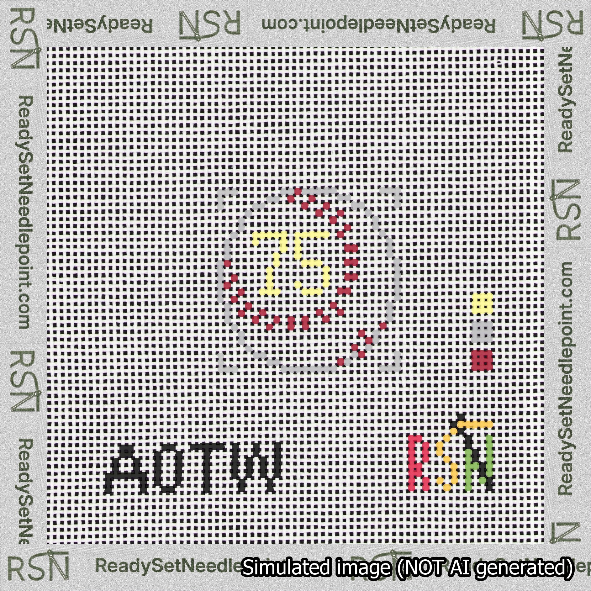 Baseball Bag Charm Yellow 50-99 Needlepoint Canvas Design