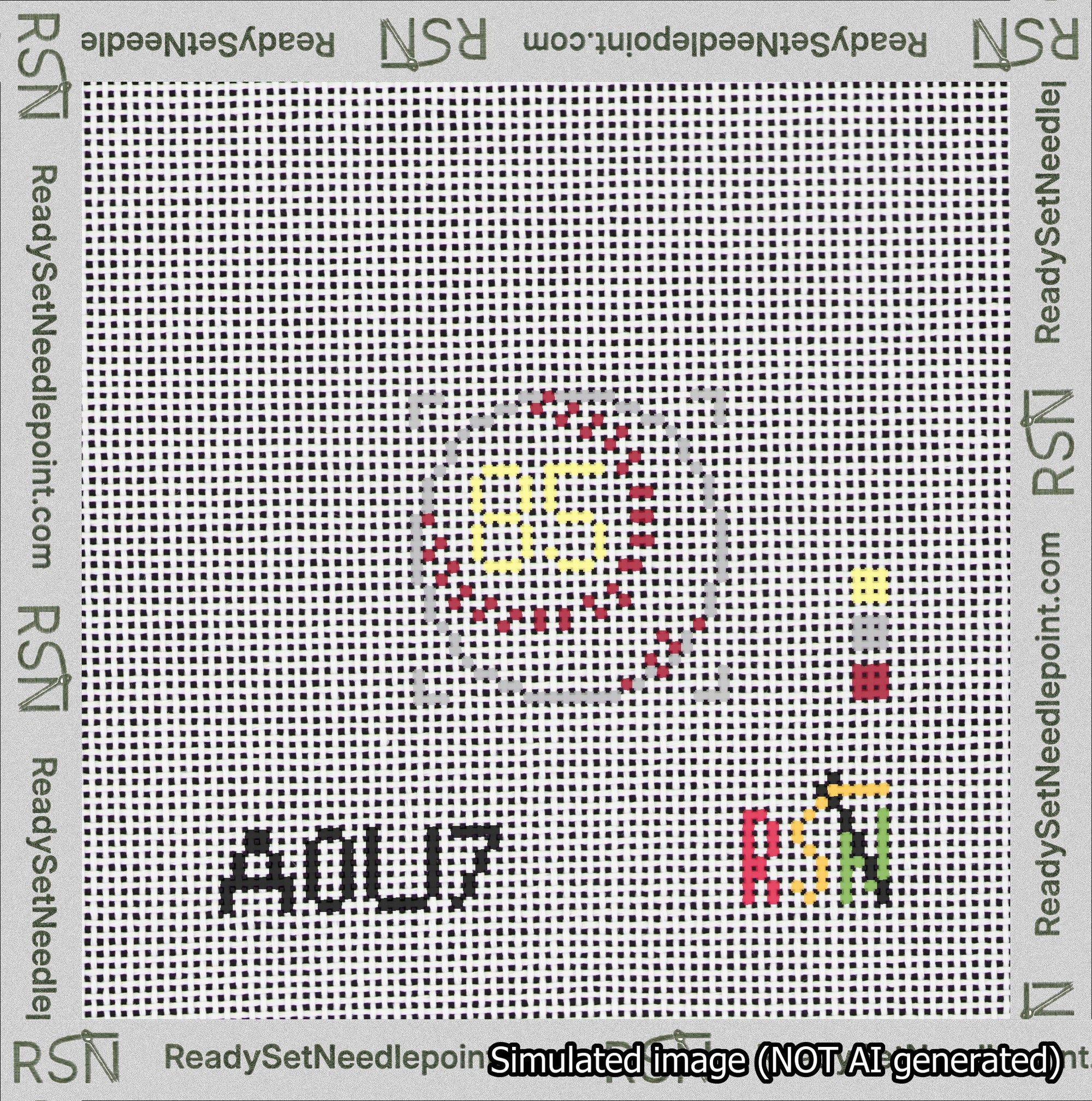 Baseball Bag Charm Yellow 50-99 Needlepoint Canvas Design