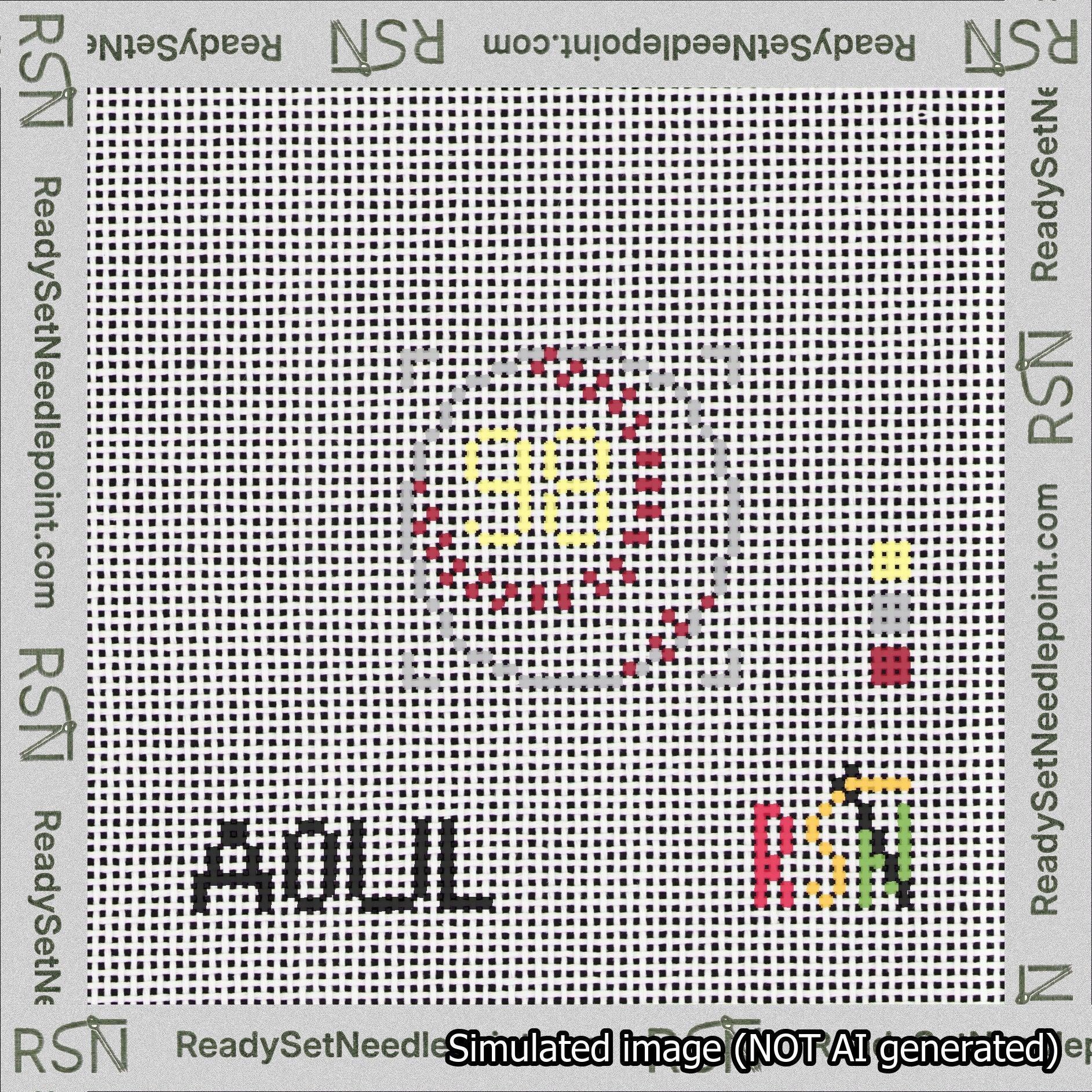 Baseball Bag Charm Yellow 50-99 Needlepoint Canvas Design