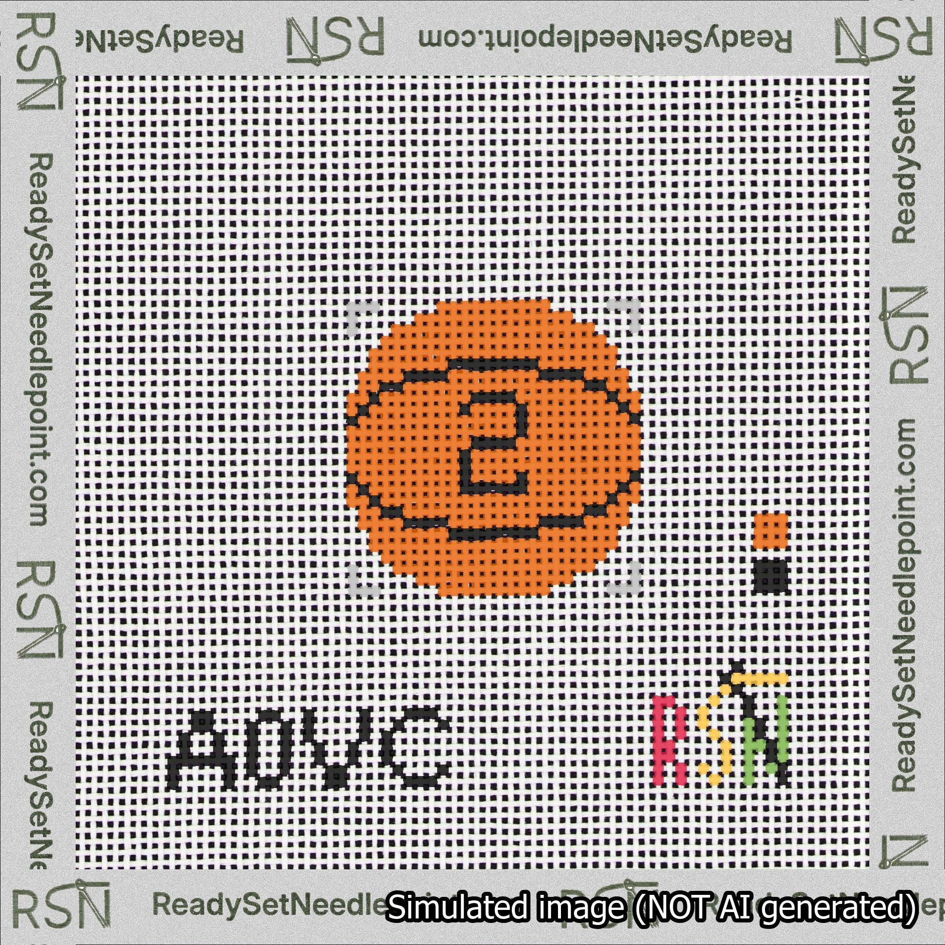 Basketball Bag Charm Black 0-49 Needlepoint Canvas Design