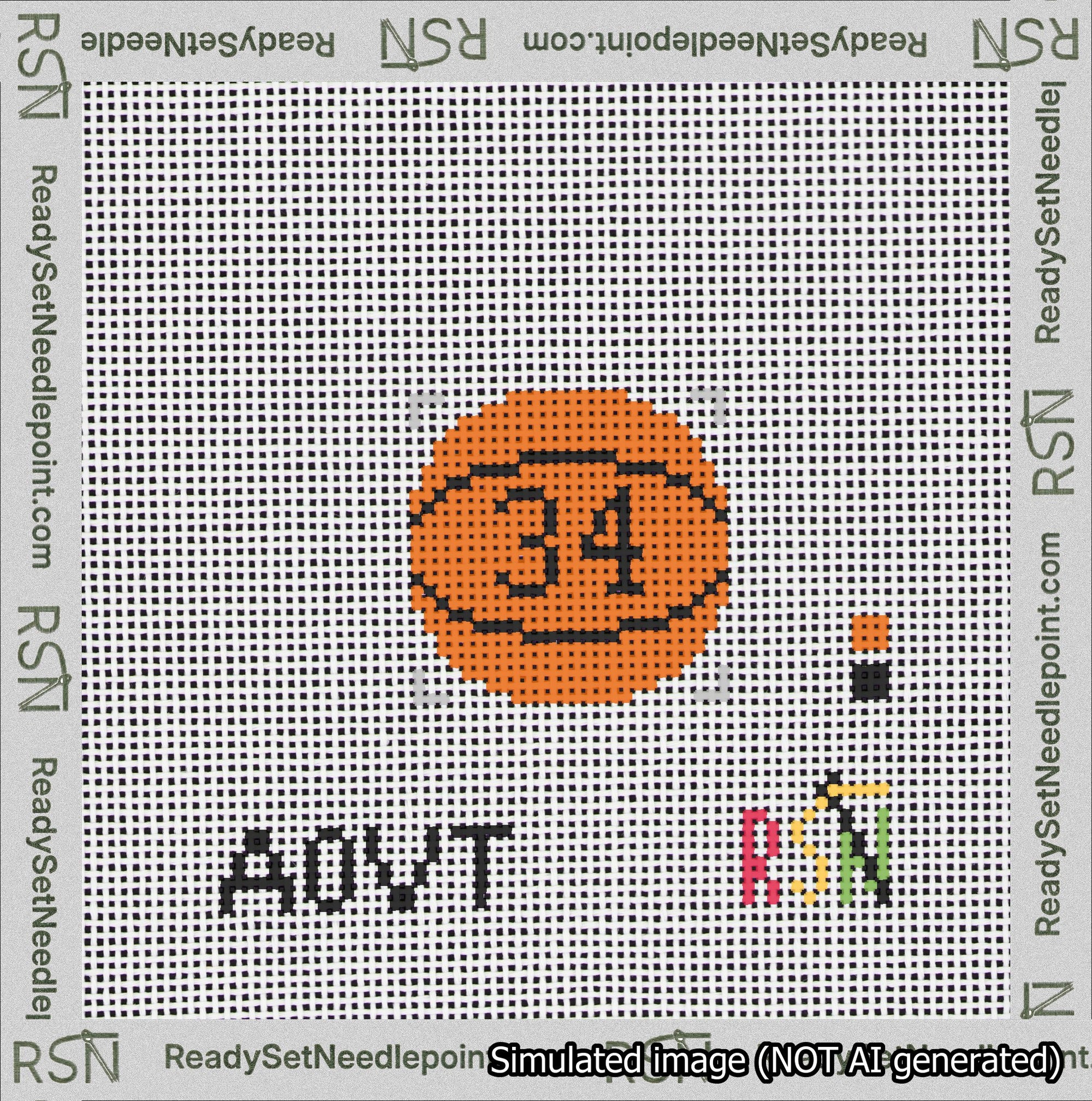 Basketball Bag Charm Black 0-49 Needlepoint Canvas Design