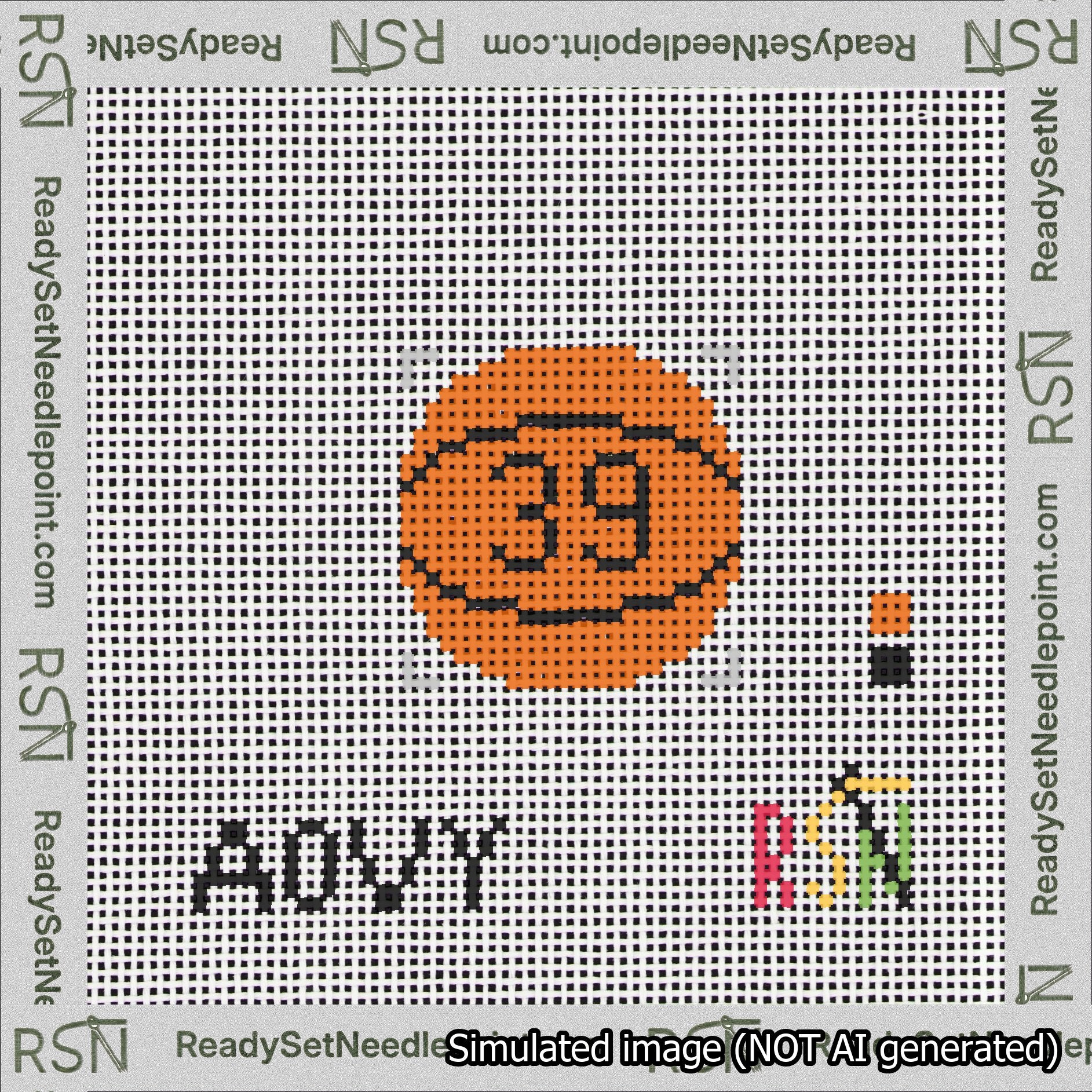 Basketball Bag Charm Black 0-49 Needlepoint Canvas Design