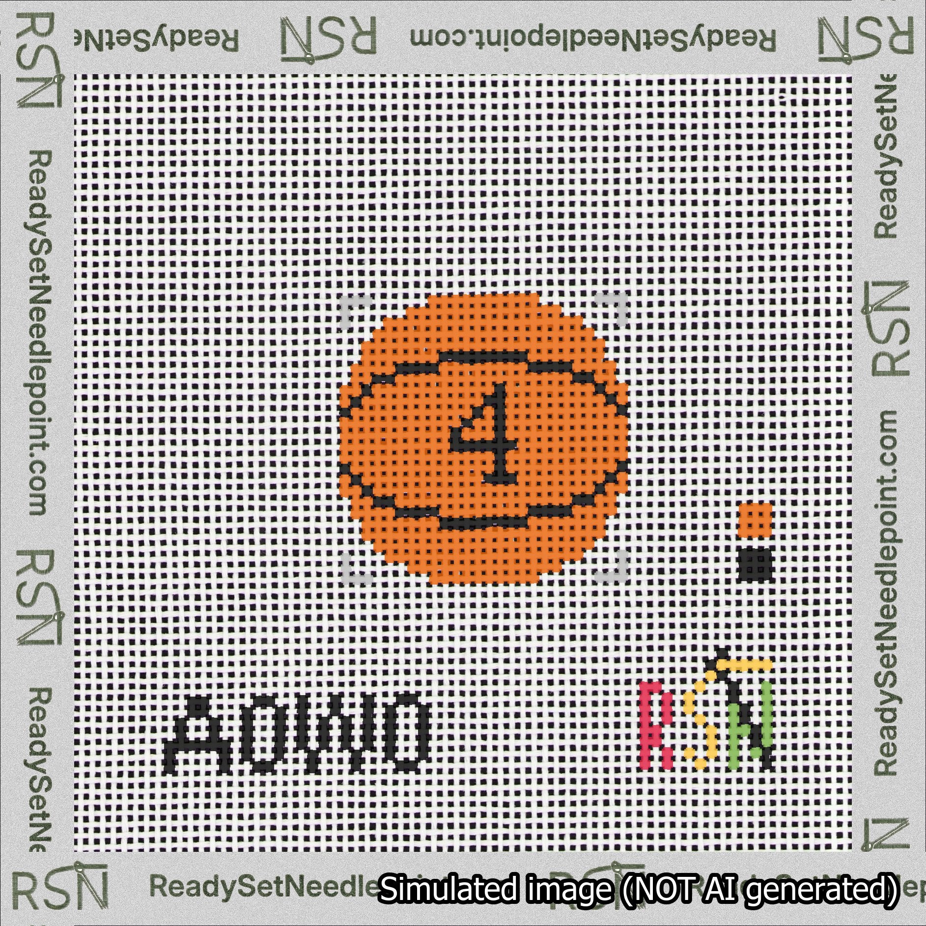 Basketball Bag Charm Black 0-49 Needlepoint Canvas Design