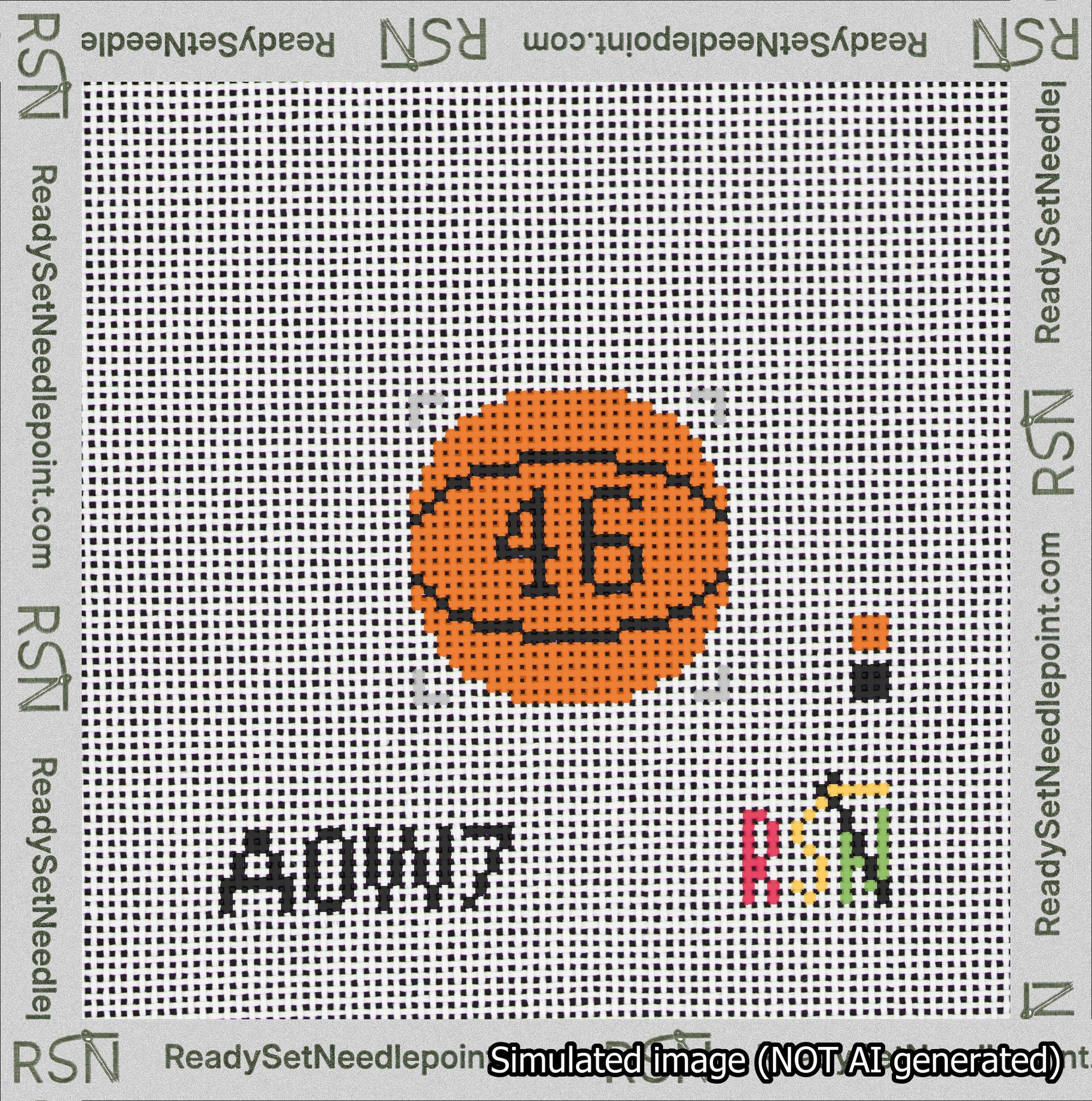 Basketball Bag Charm Black 0-49 Needlepoint Canvas Design