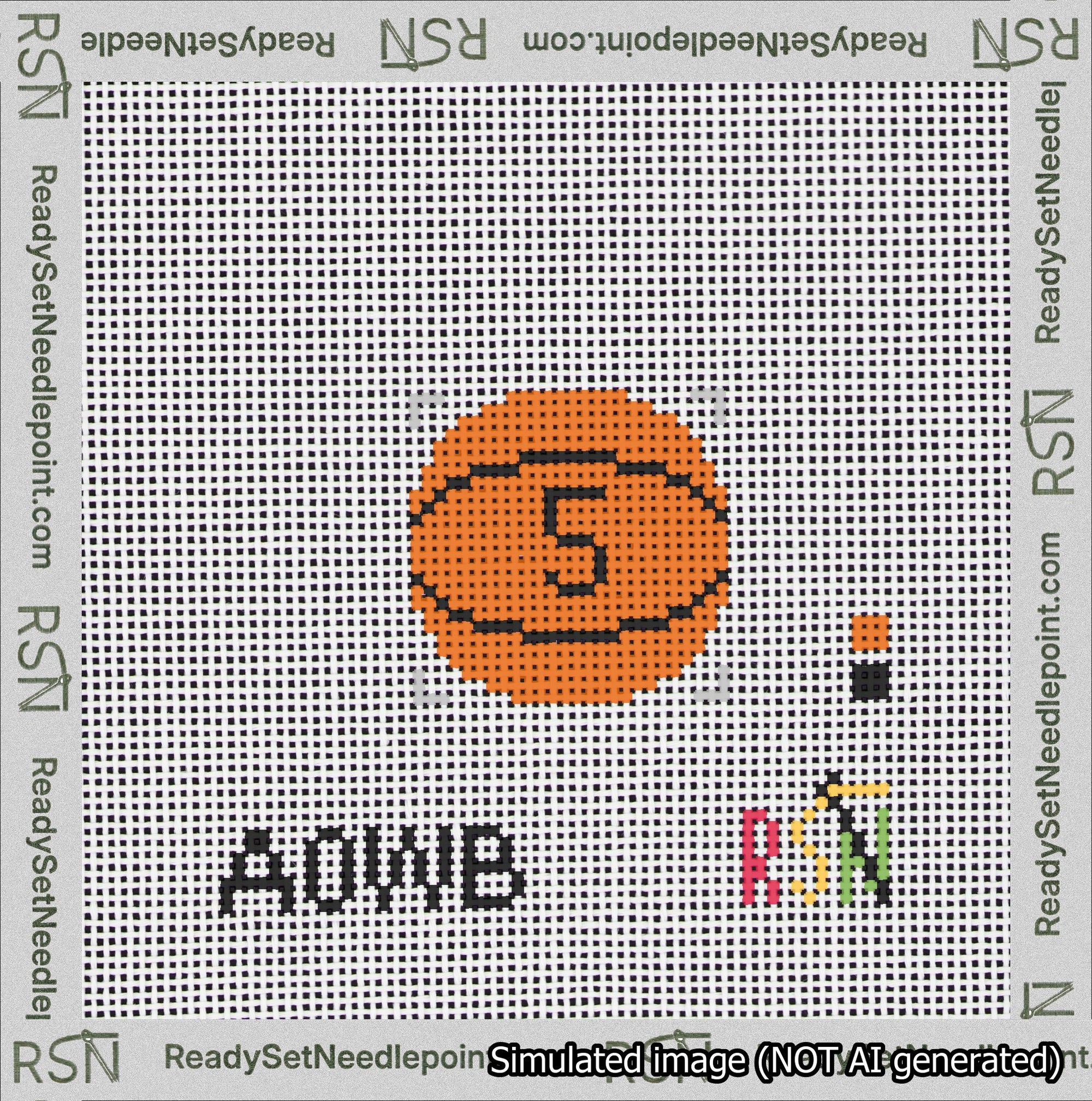Basketball Bag Charm Black 0-49 Needlepoint Canvas Design