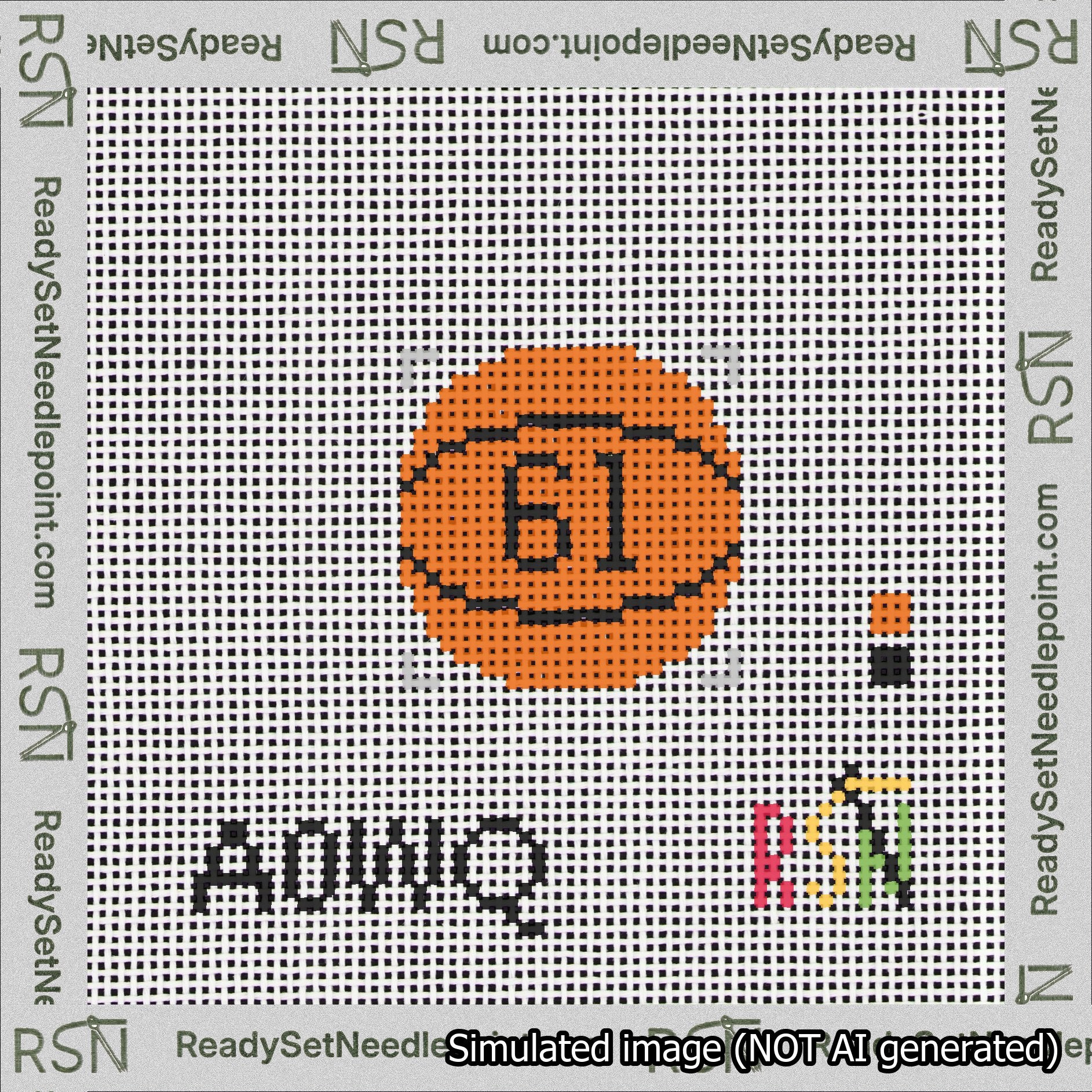 Basketball Bag Charm Black 50-99 Needlepoint Canvas Design