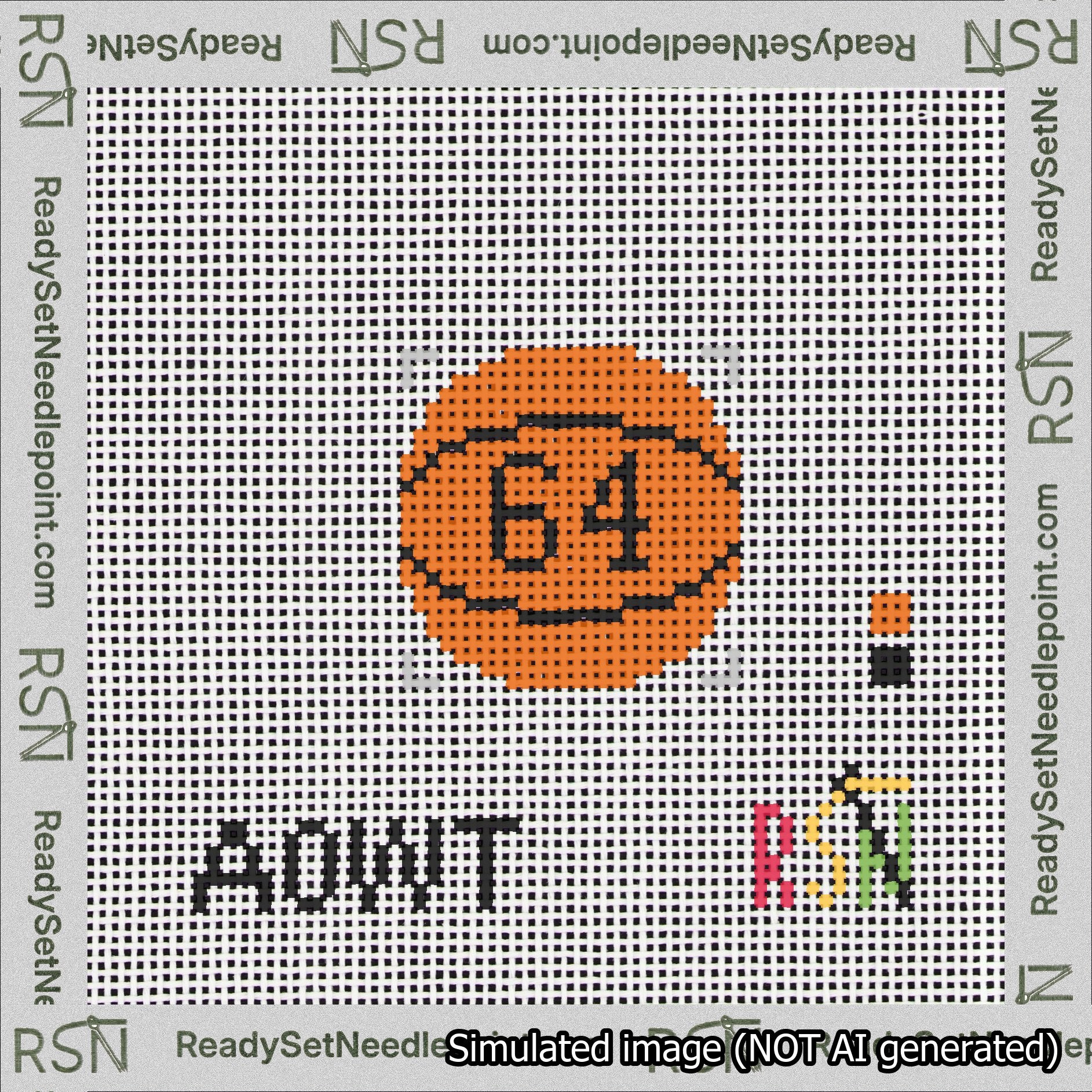 Basketball Bag Charm Black 50-99 Needlepoint Canvas Design