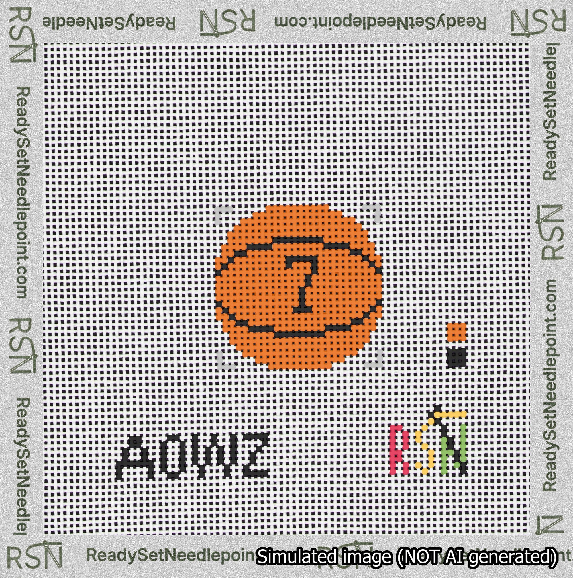 Basketball Bag Charm Black 0-49 Needlepoint Canvas Design