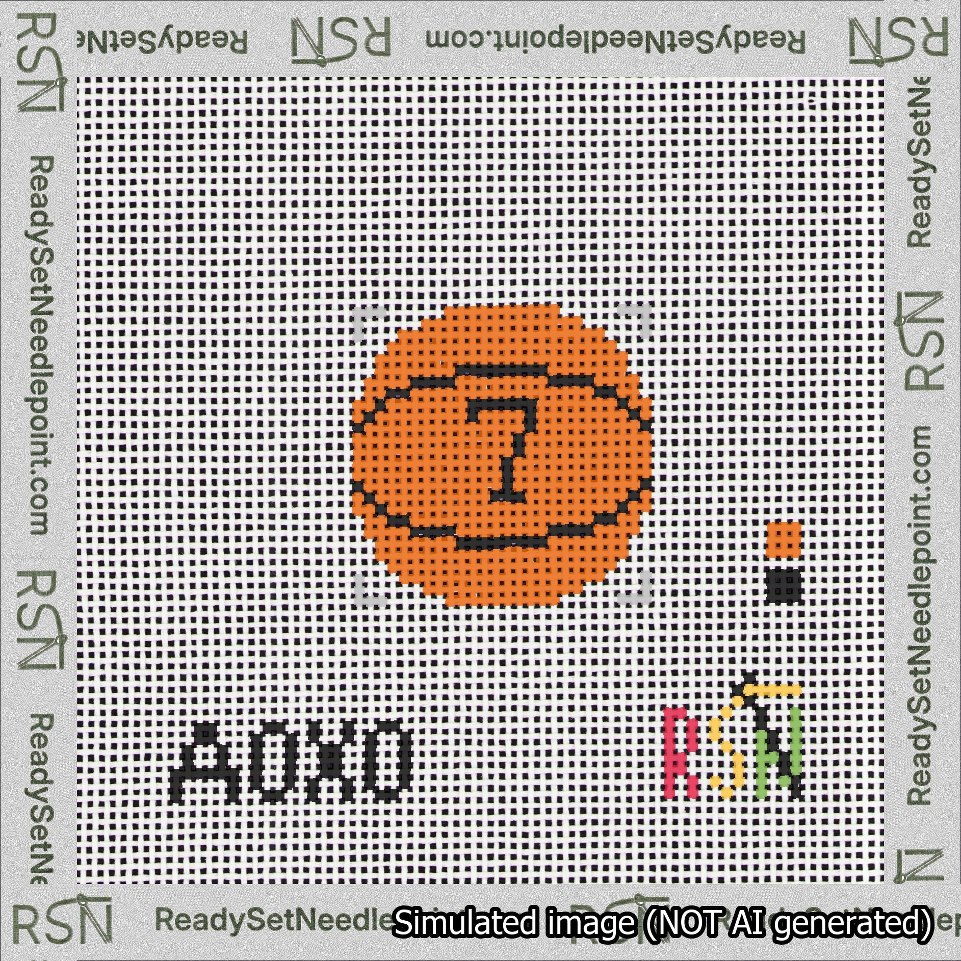 Basketball Bag Charm Black 0-49 Needlepoint Canvas Design