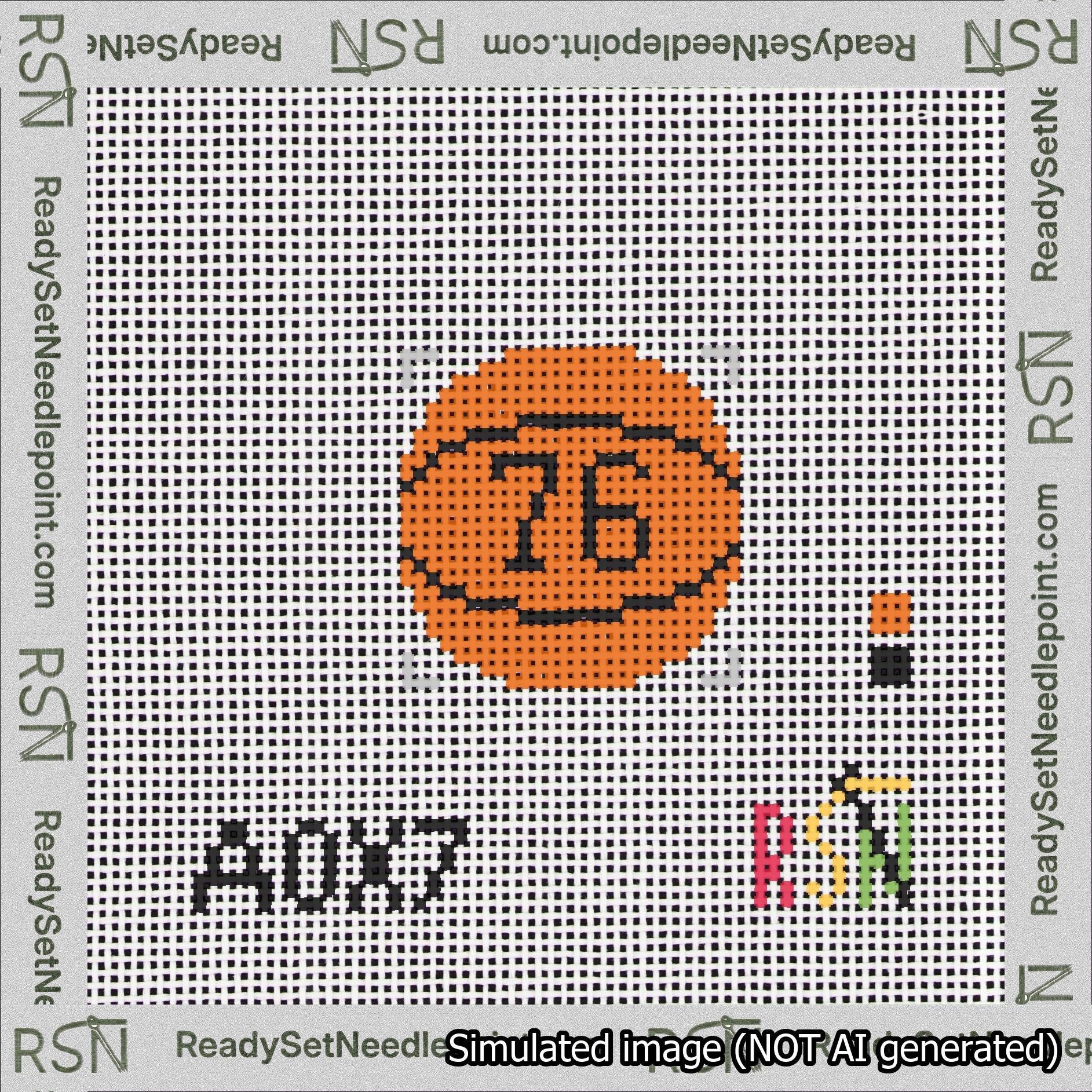 Basketball Bag Charm Black 50-99 Needlepoint Canvas Design