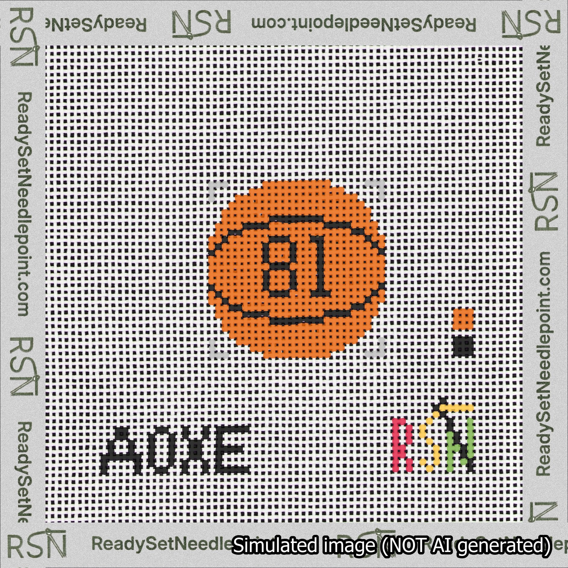 Basketball Bag Charm Black 50-99 Needlepoint Canvas Design