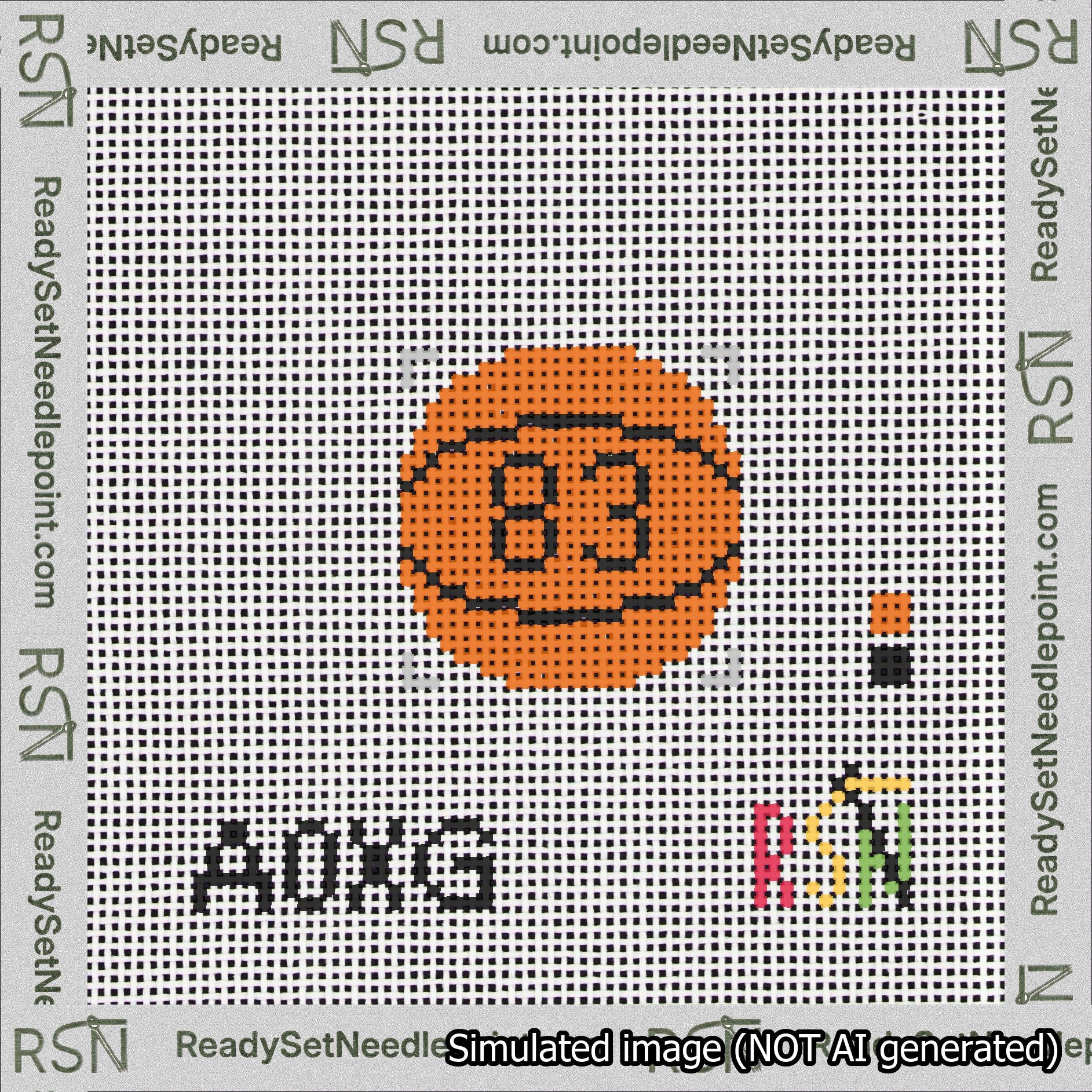Basketball Bag Charm Black 50-99 Needlepoint Canvas Design