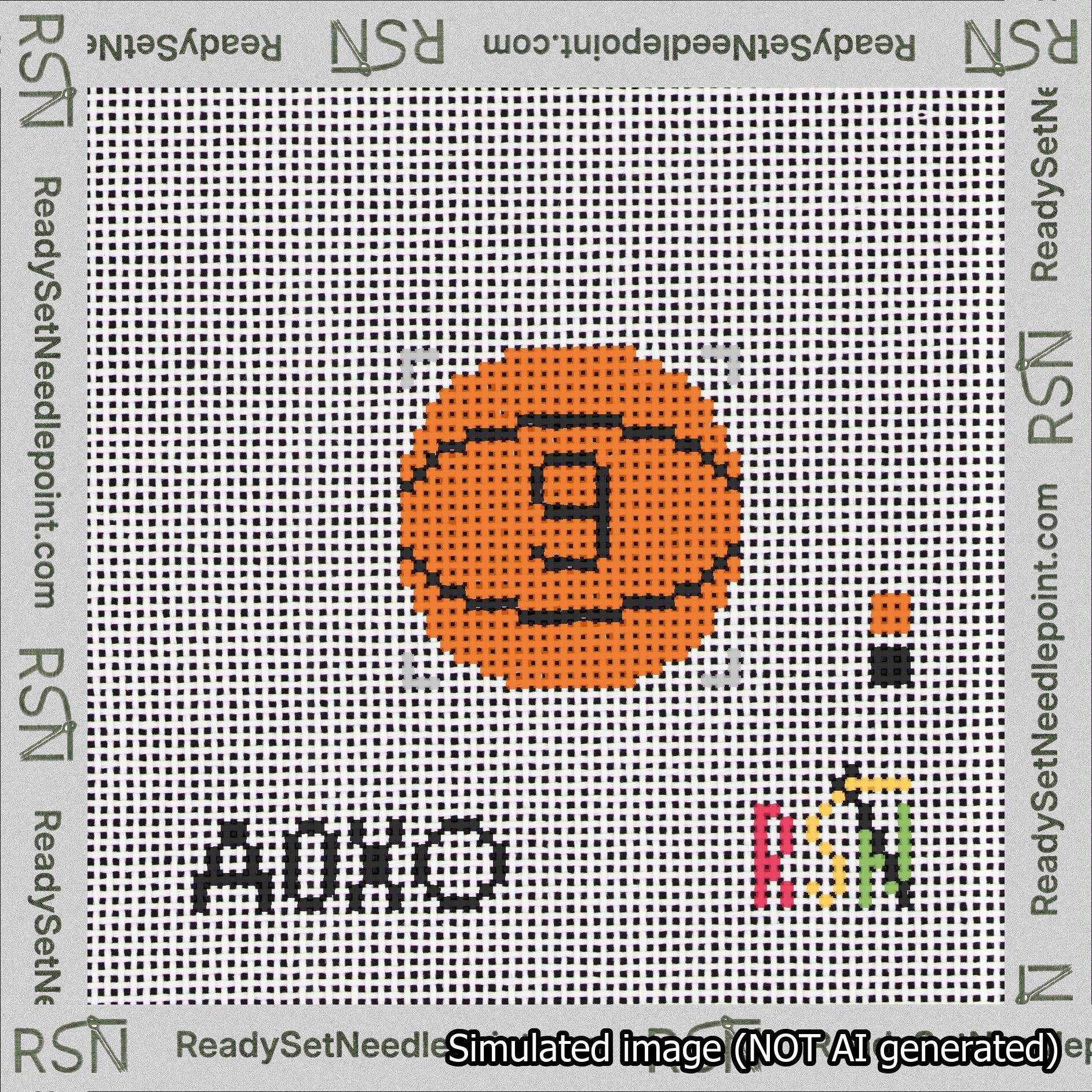 Basketball Bag Charm Black 0-49 Needlepoint Canvas Design
