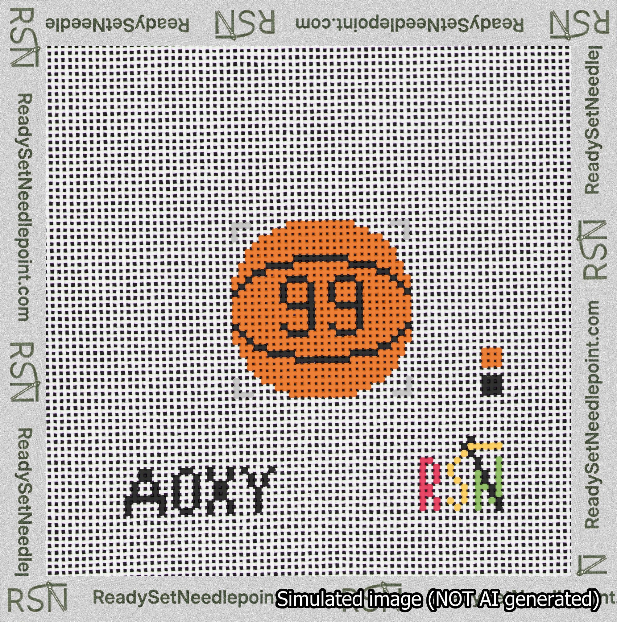 Basketball Bag Charm Black 50-99 Needlepoint Canvas Design