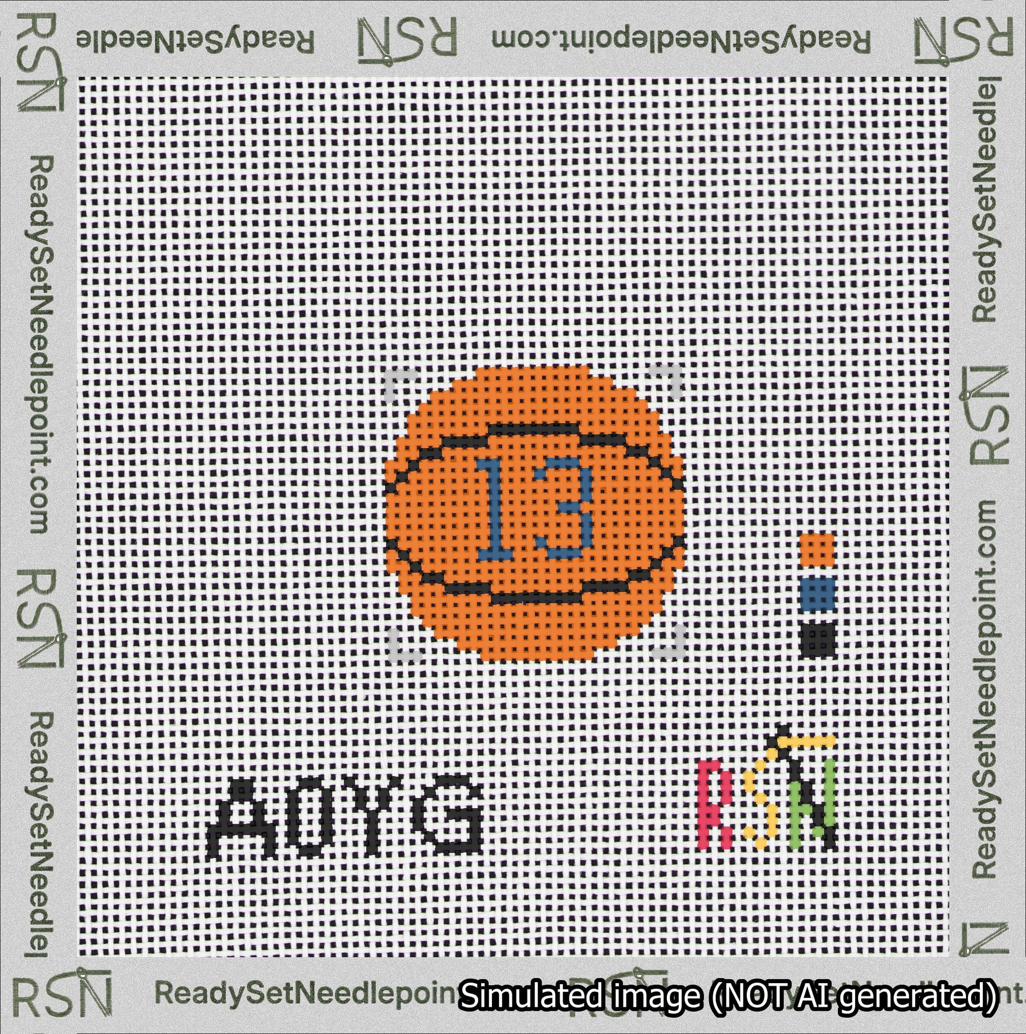 Basketball Bag Charm Blue 0-49 Needlepoint Canvas Design