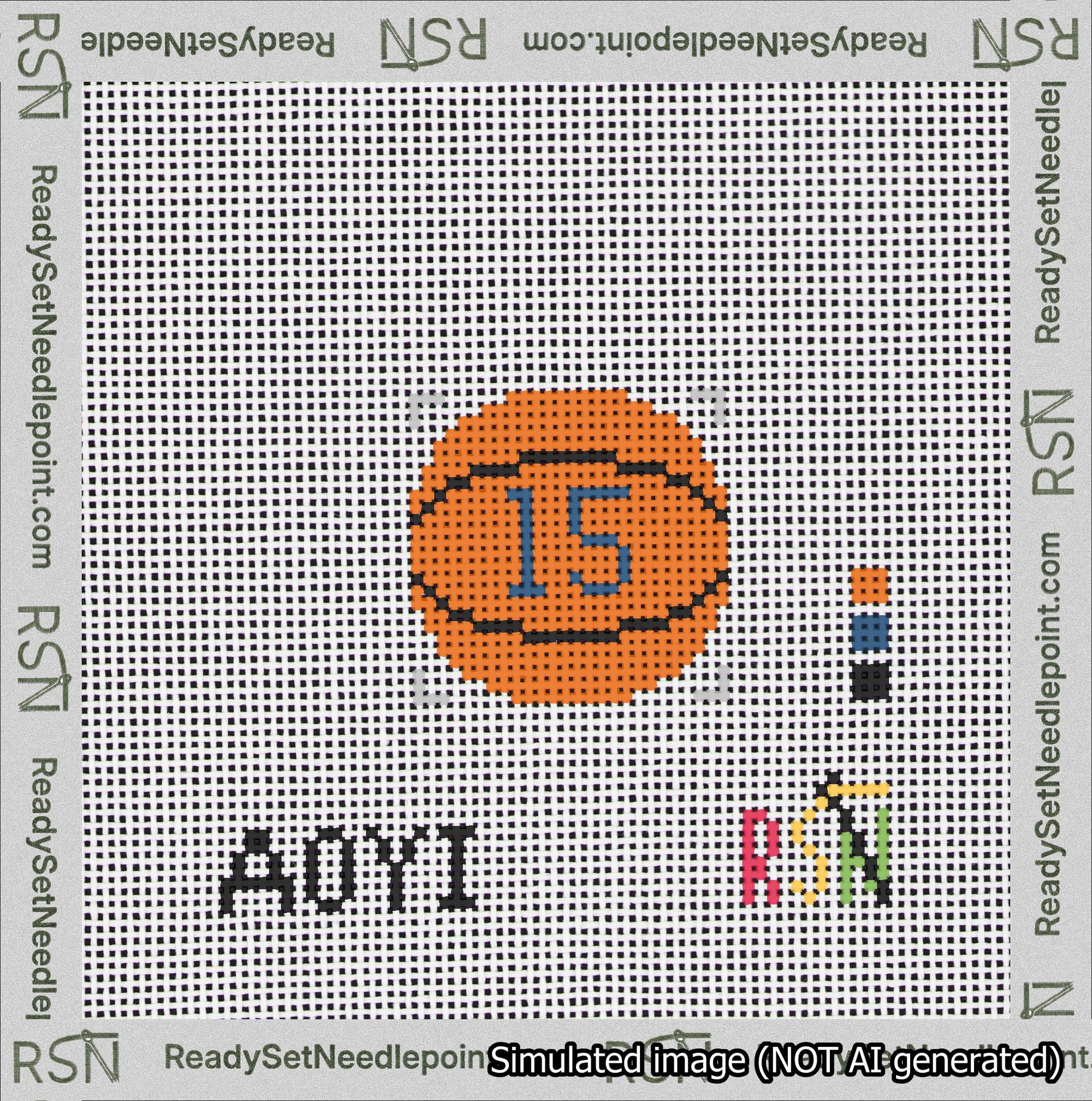 Basketball Bag Charm Blue 0-49 Needlepoint Canvas Design