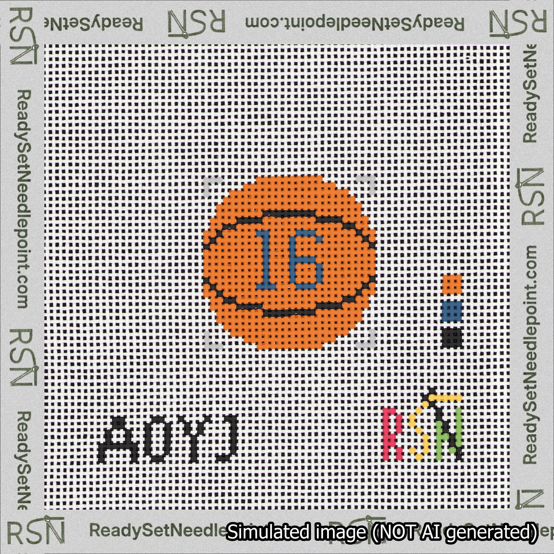 Basketball Bag Charm Blue 0-49 Needlepoint Canvas Design