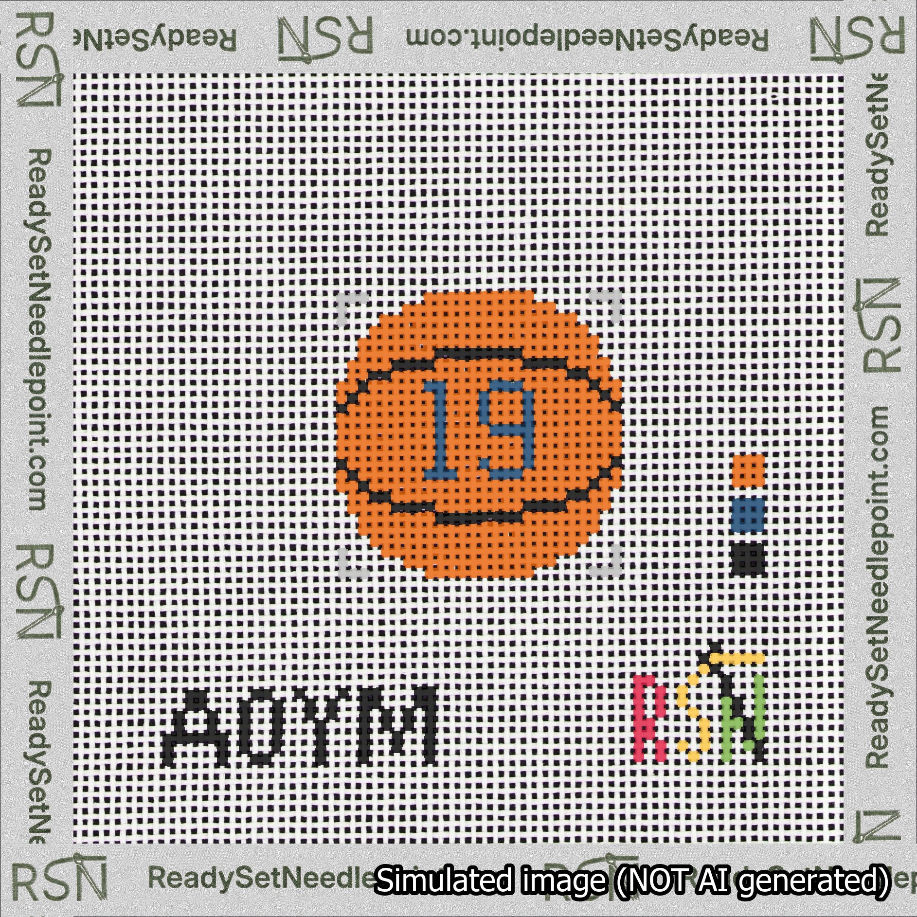 Basketball Bag Charm Blue 0-49 Needlepoint Canvas Design