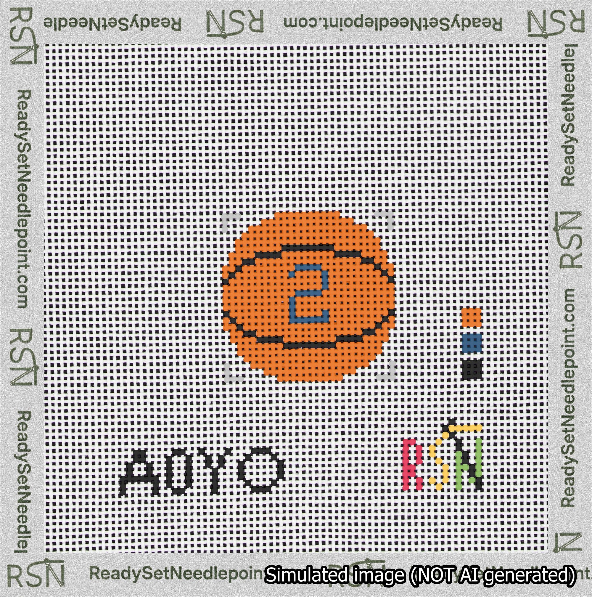 Basketball Bag Charm Blue 0-49 Needlepoint Canvas Design