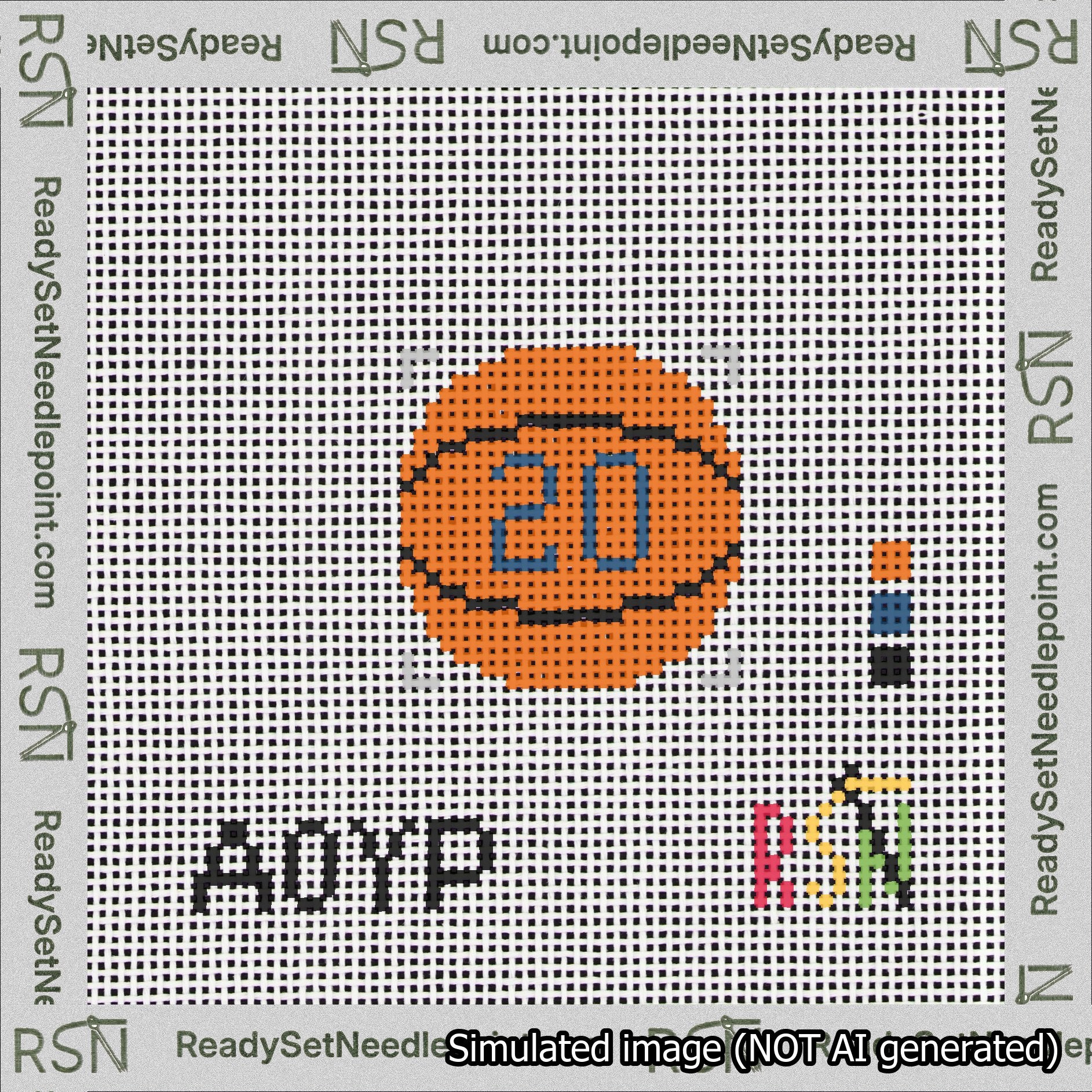 Basketball Bag Charm Blue 0-49 Needlepoint Canvas Design