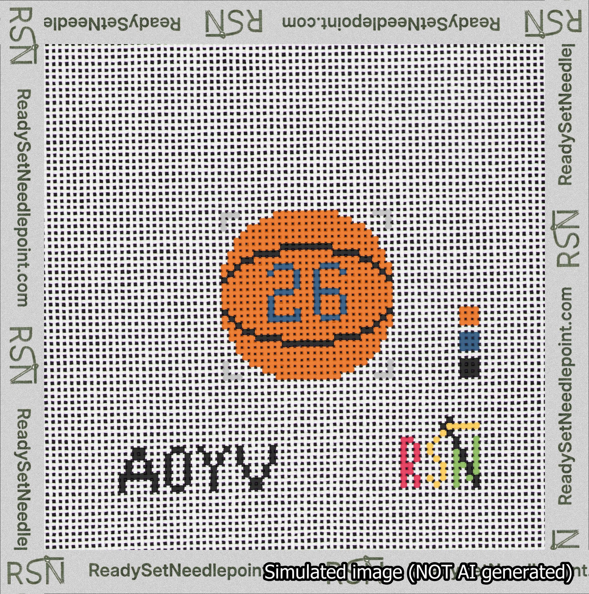 Basketball Bag Charm Blue 0-49 Needlepoint Canvas Design