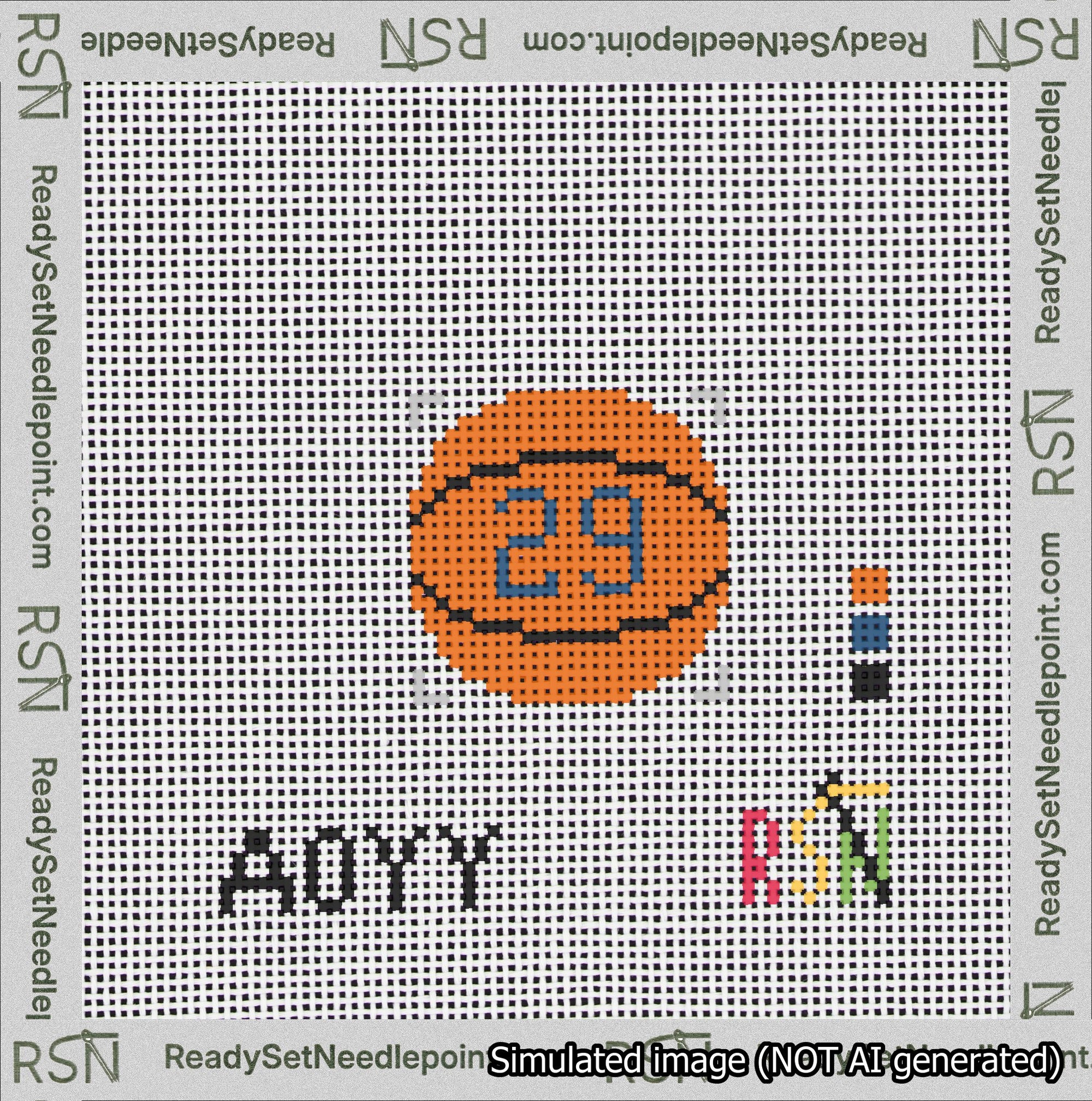 Basketball Bag Charm Blue 0-49 Needlepoint Canvas Design